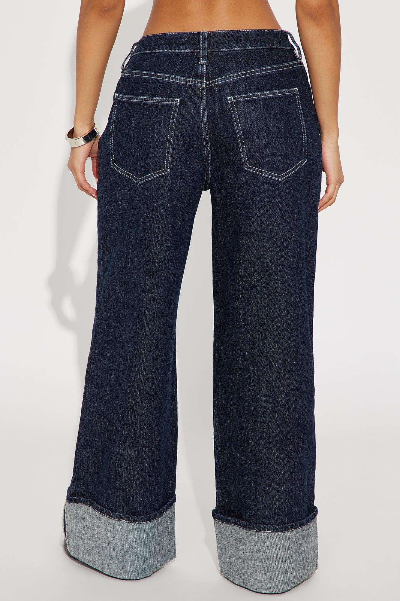 Central Park Cuffed Wide Leg Jeans - Dark Wash Female Product Image