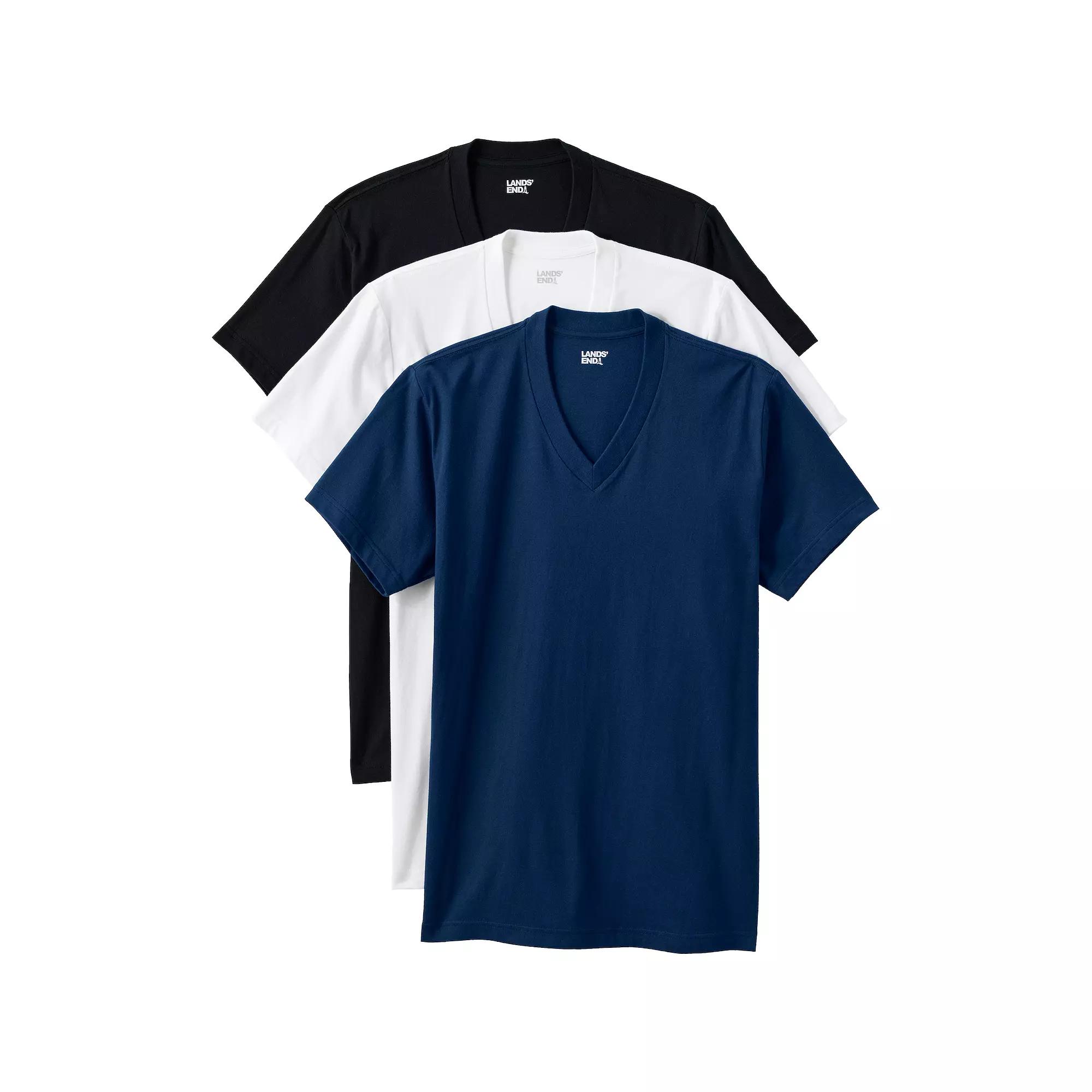 Men's Lands' End Premium Cotton V-Neck Tee - 3 Pack,  Product Image