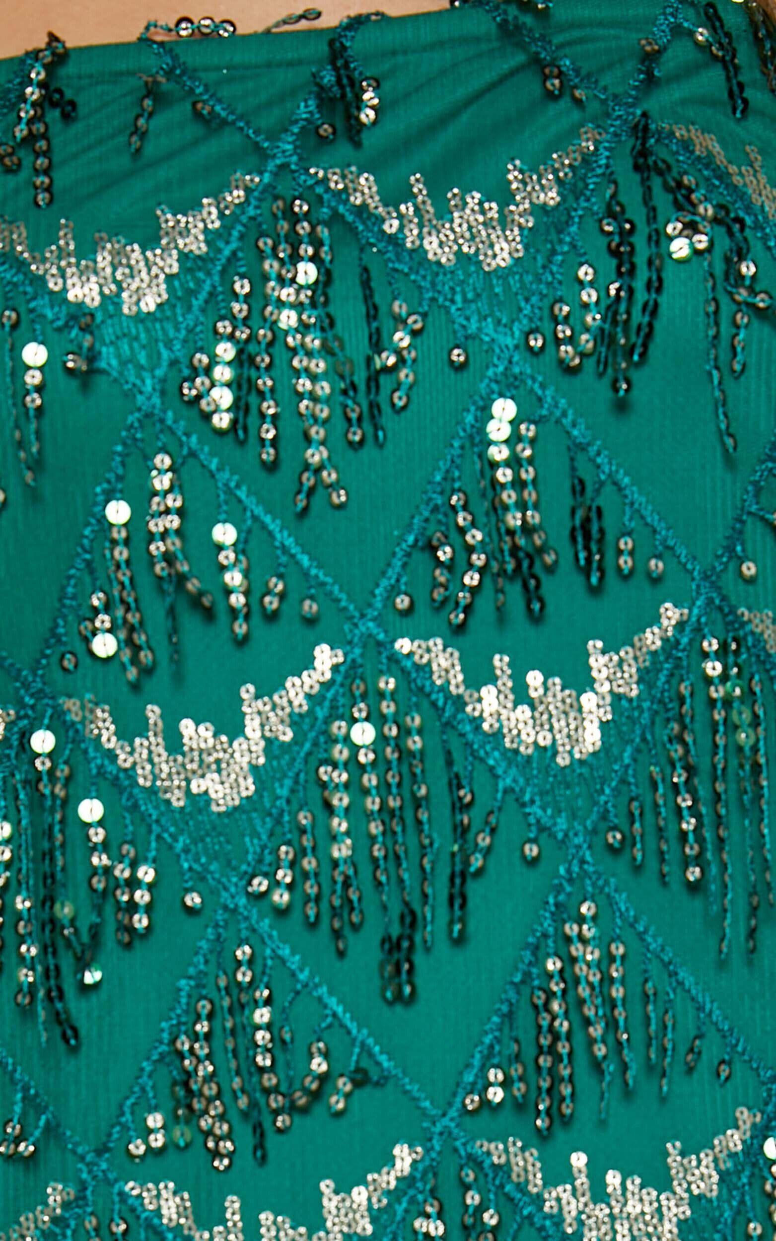 Shook Mini Dress - Cami Sequin Fringe Dress in Emerald Sequin Product Image