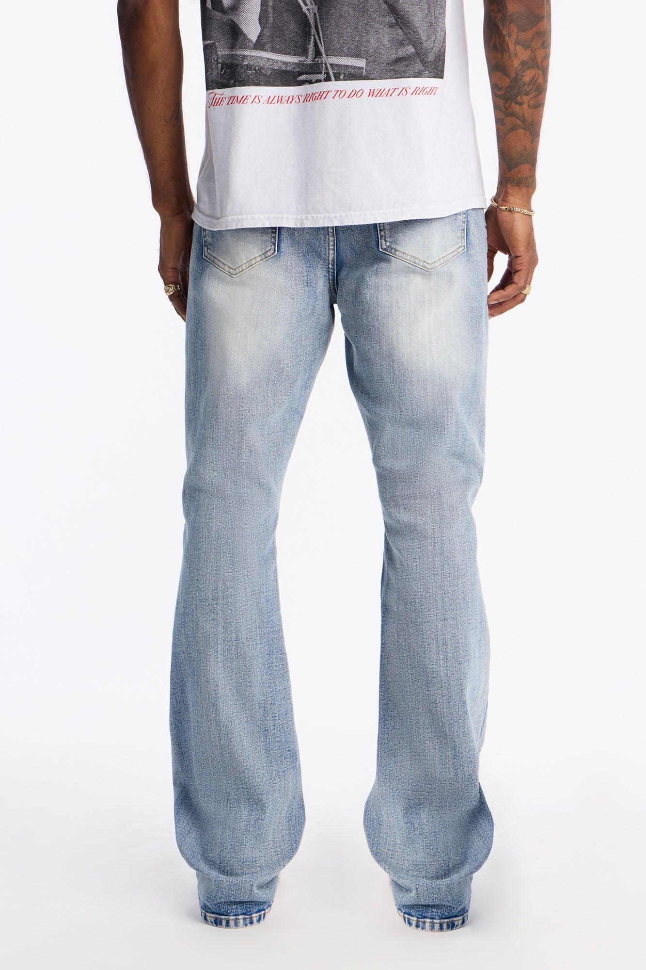 Stacked Skinny Flare Classic Destroyed Jeans - Light Wash Product Image