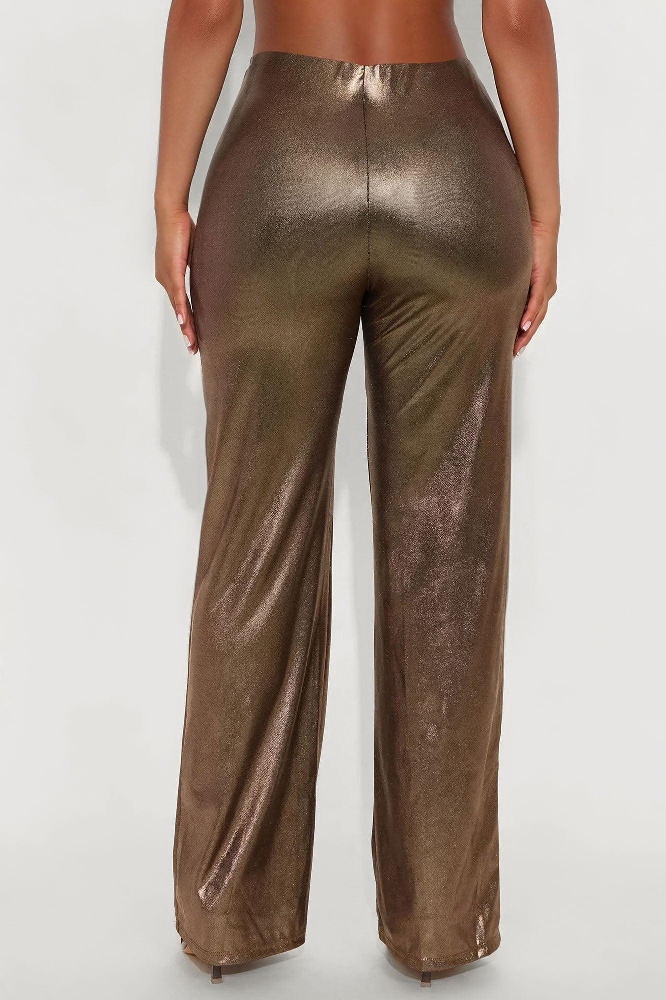Show Stopper Metallic Wide Leg Pant 31″ - Rose Gold Female Product Image