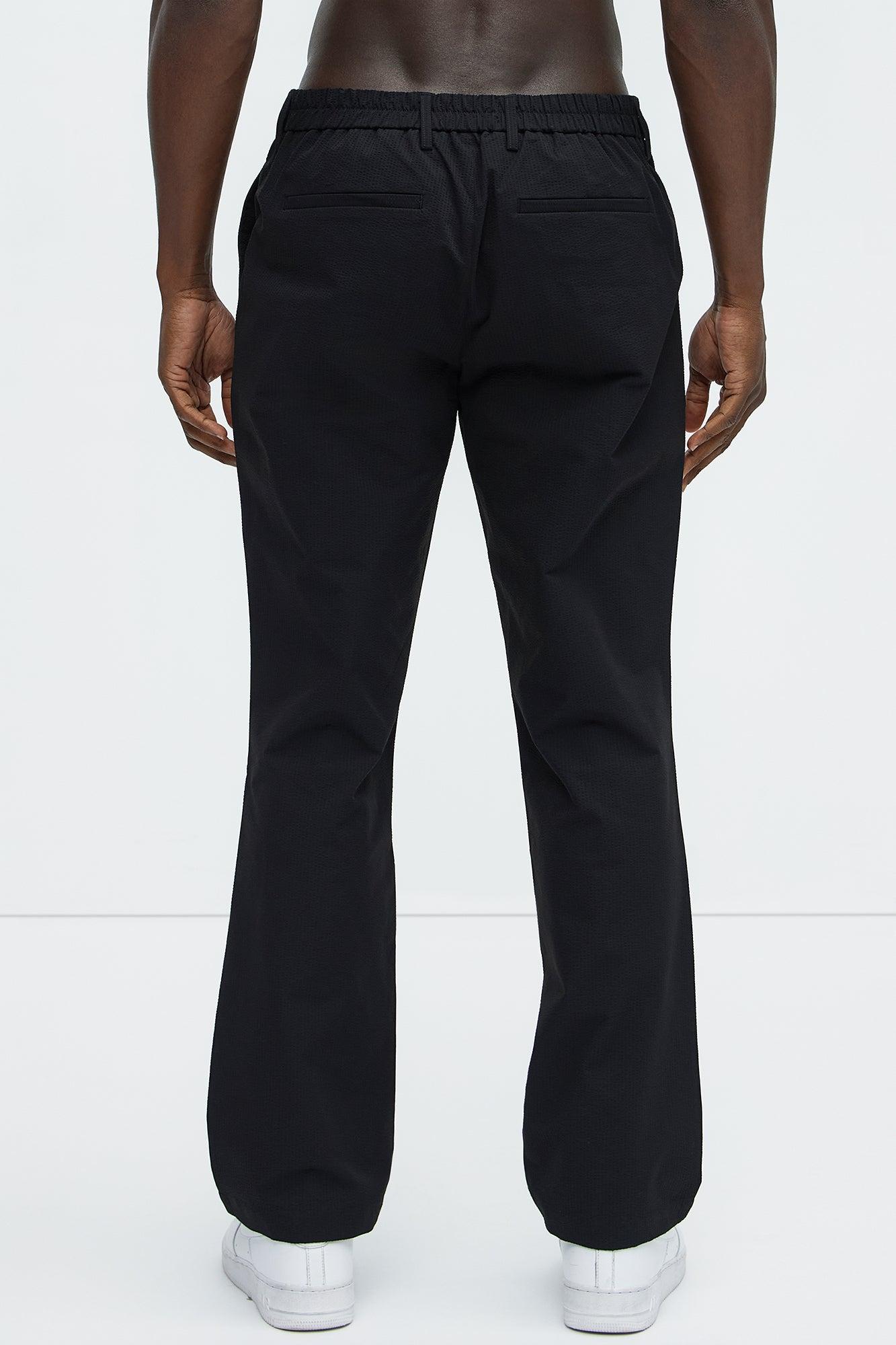 Seersucker Pleated Pants - Black Product Image