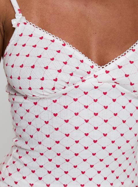Lullabies Pointelle Cami Top White / Red Product Image
