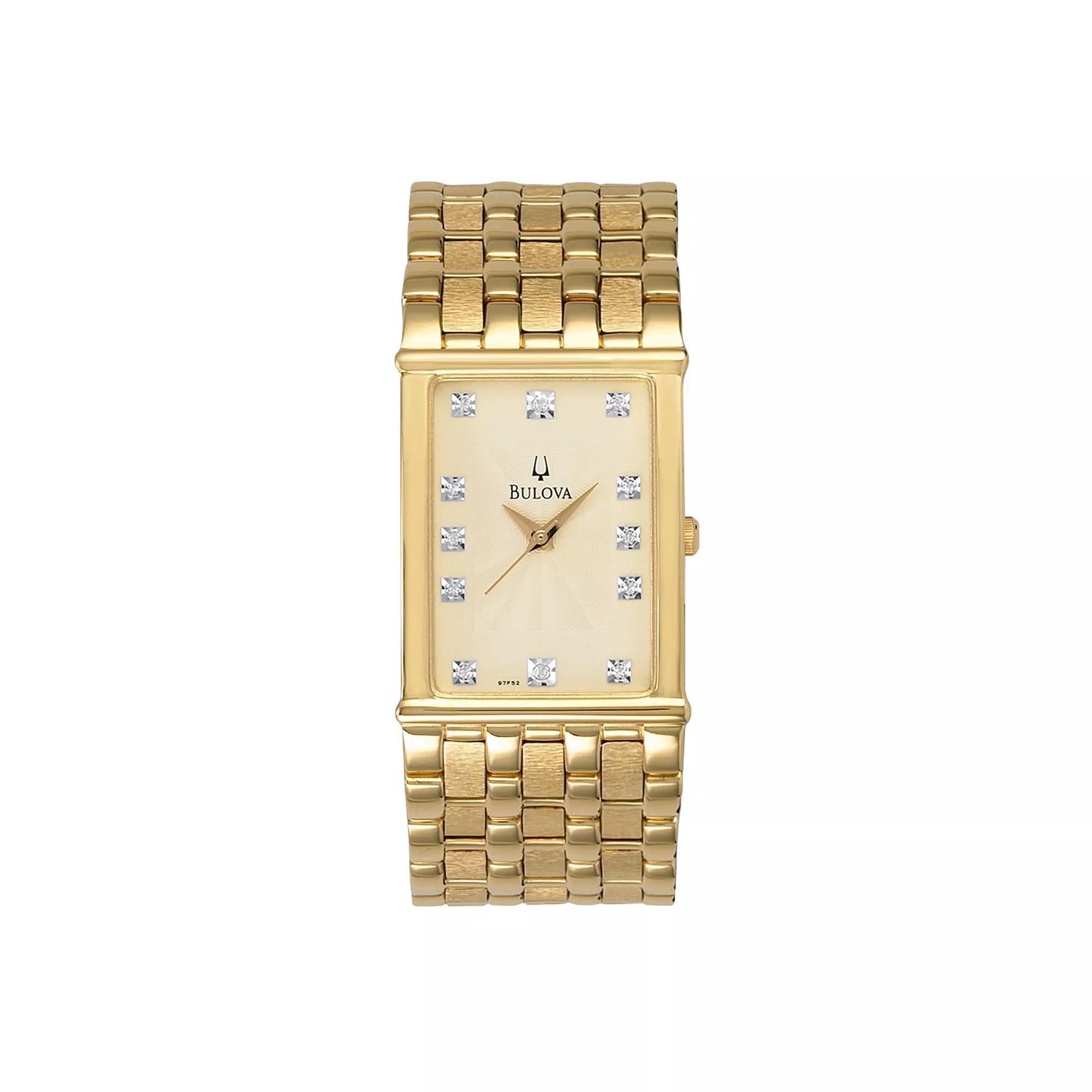Bulova Mens Gold-Tone Diamond Watch - 97F52 Product Image