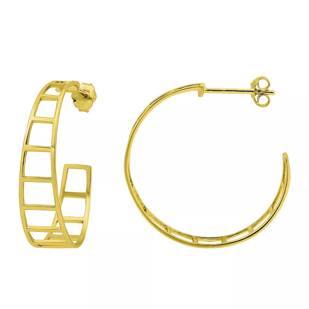 Aleure Precioso Sterling Silver Graduated Ladder Hoop Earrings, Women's, Gold Tone Product Image