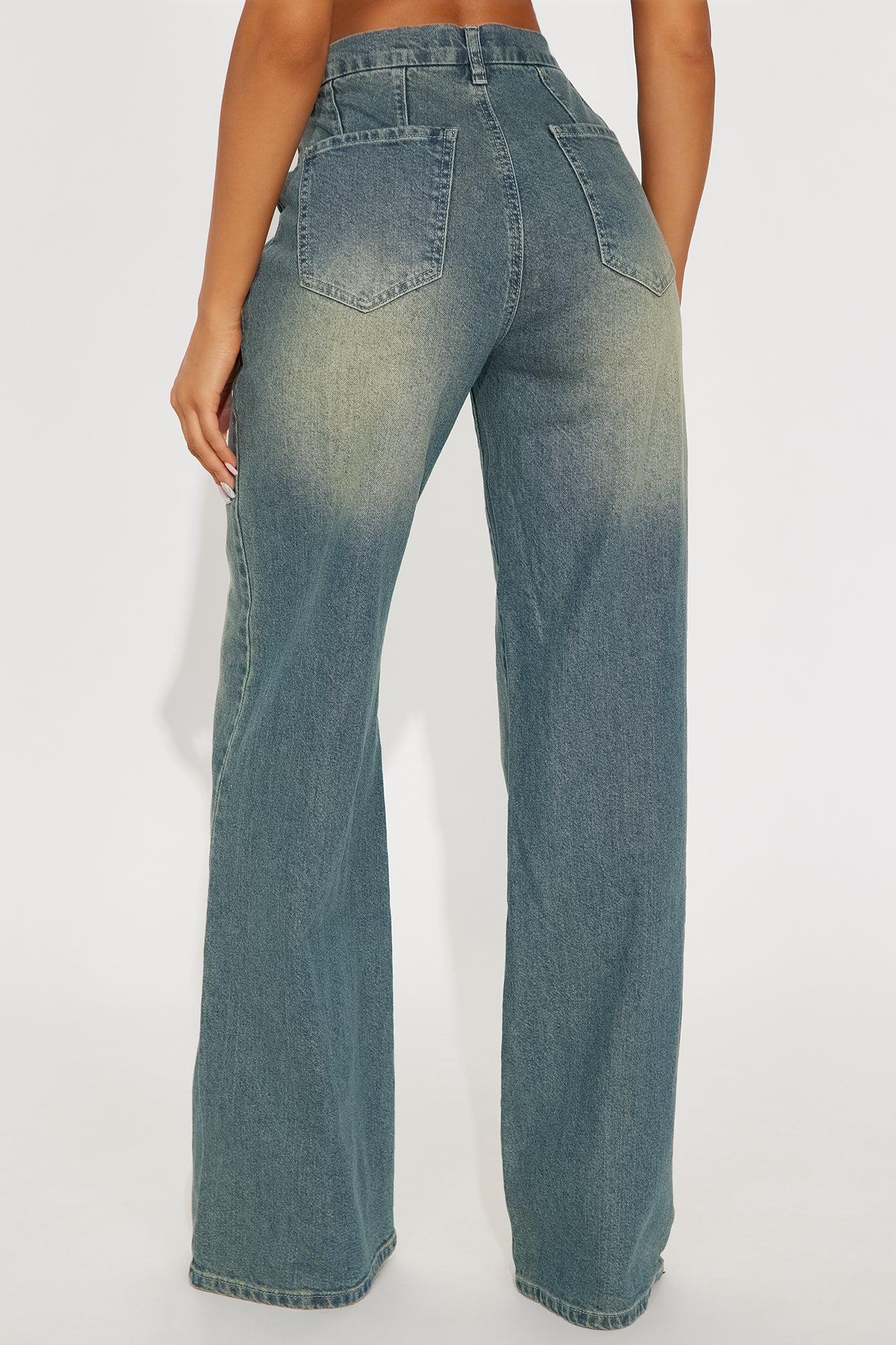 High Value Wide Leg Trouser Jeans - Vintage Wash Product Image