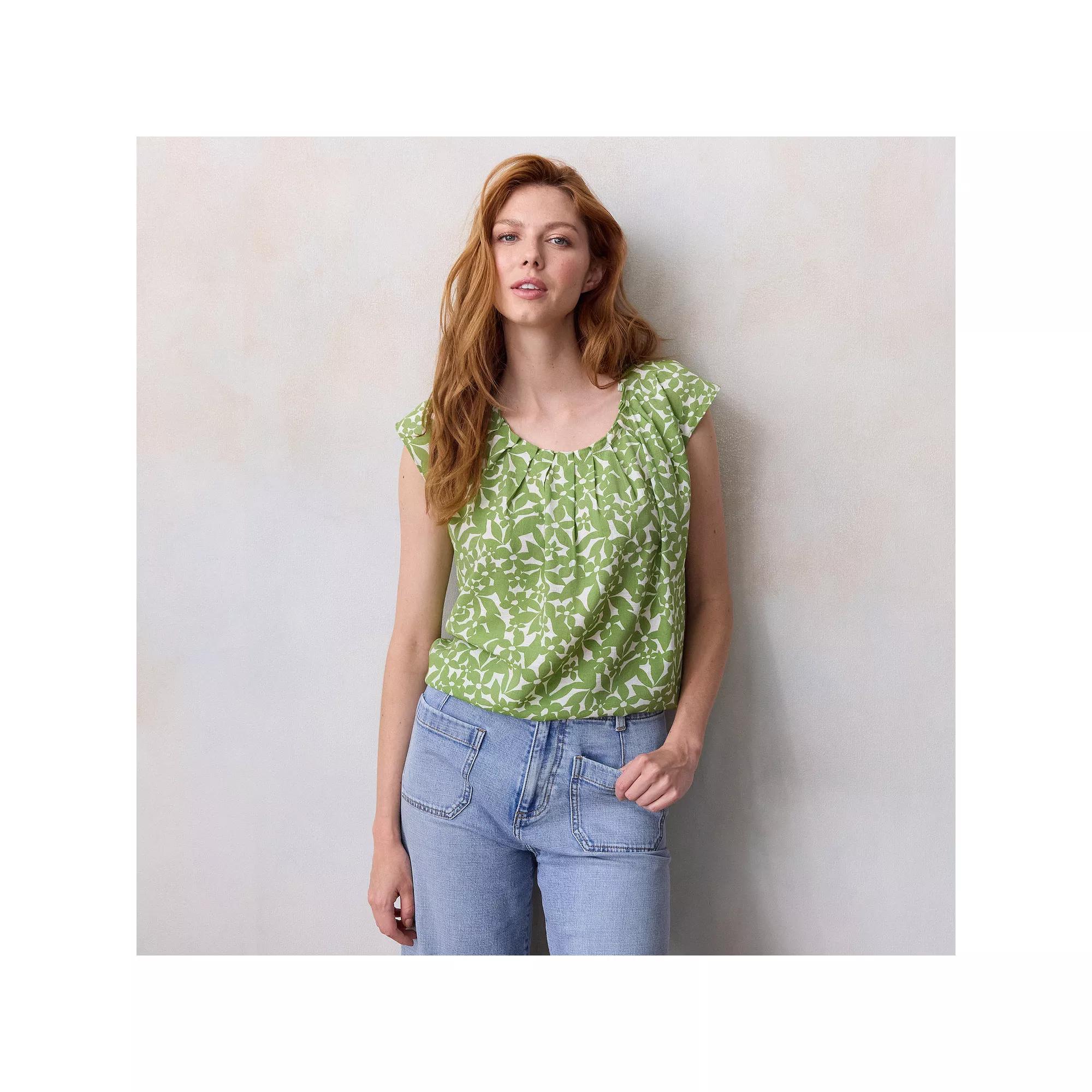 Women's LC Lauren Conrad Pleated Scoopneck Top,  Product Image