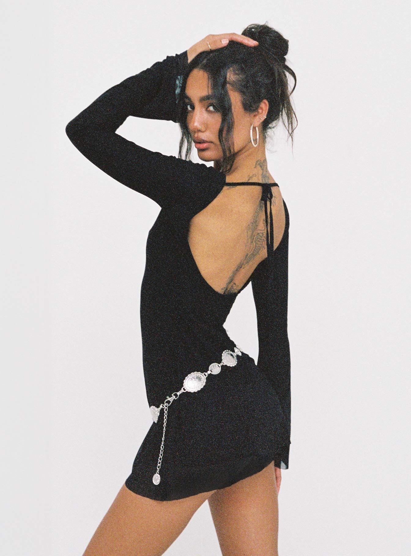 Lukea Long Sleeve Mini Dress Black Product Image