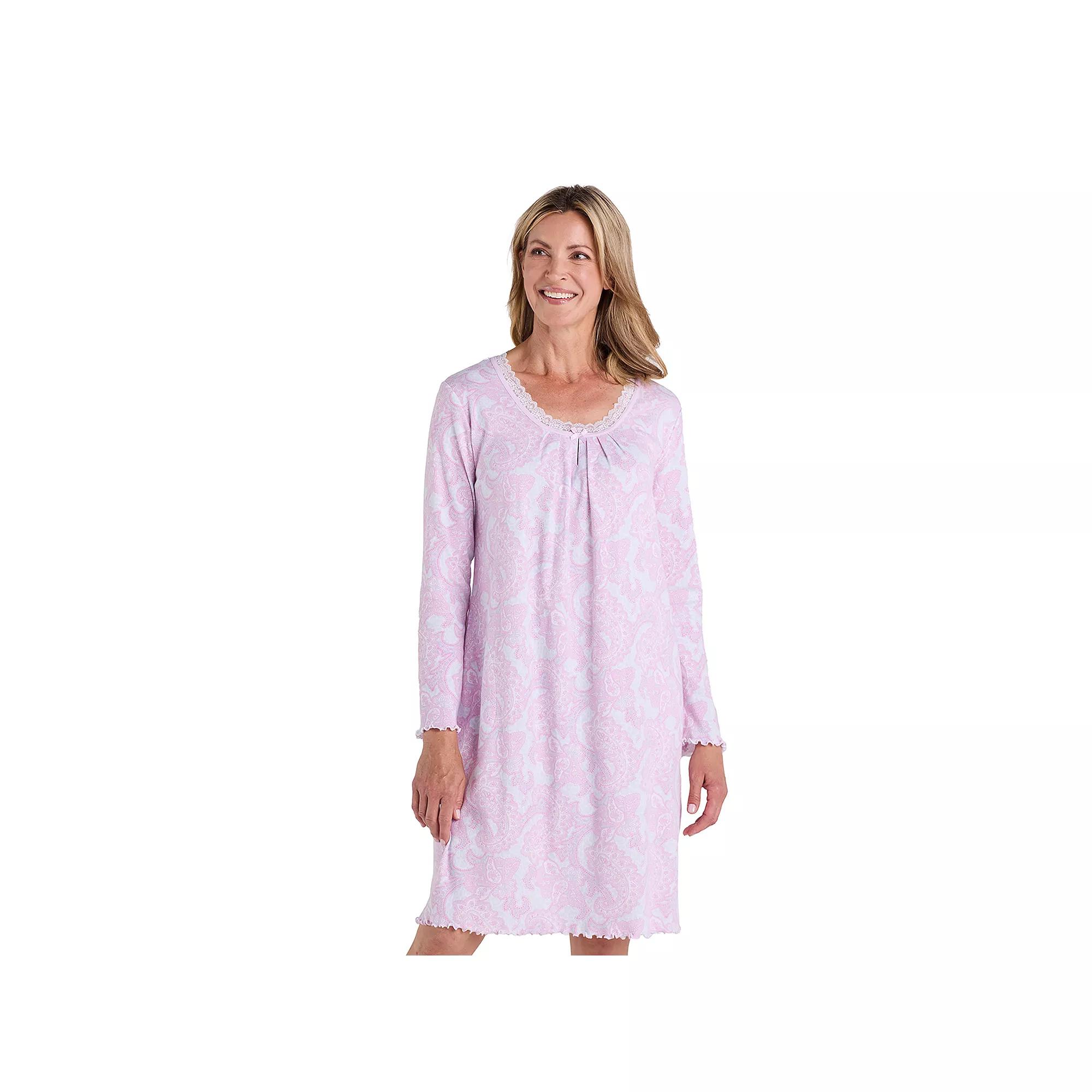 Women's Miss Elaine Essentials Cottonessa Short Gown, Size: Small, Pink Paisley Product Image