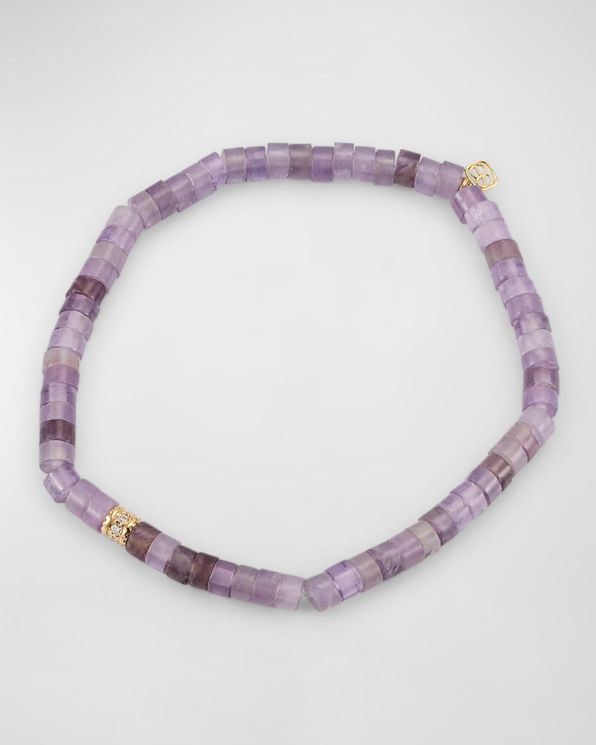 Womens Under The Sea 14K Yellow Gold, 0.07 TCW Diamond & Amethyst Beaded Stretch Bracelet Product Image