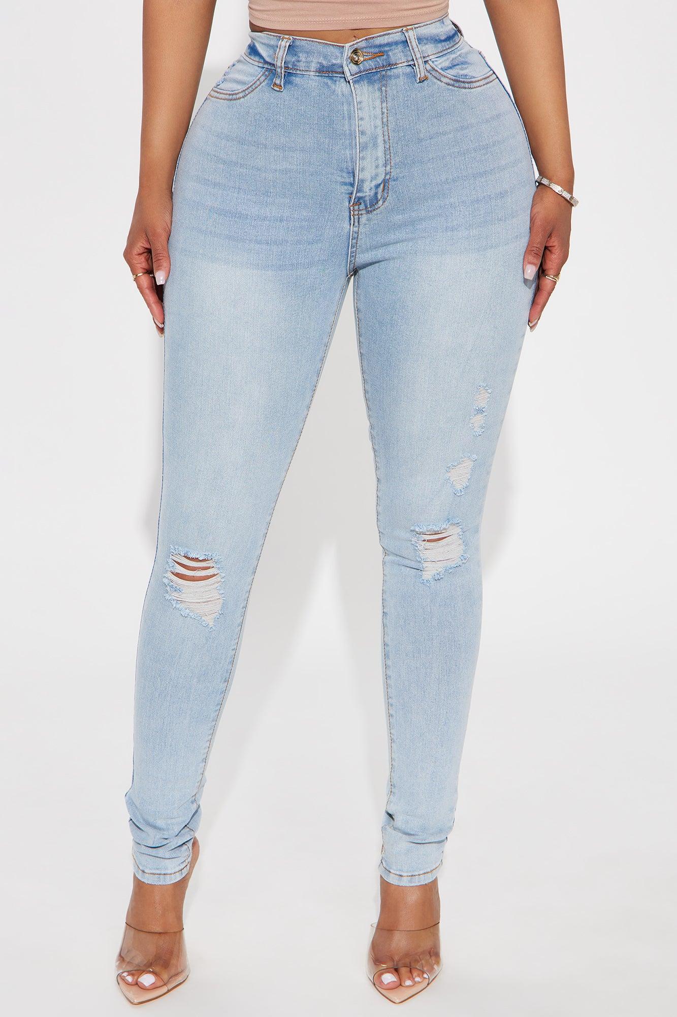 Simply Stunning Booty Lifting Ripped Skinny Jeans - Light Wash Product Image