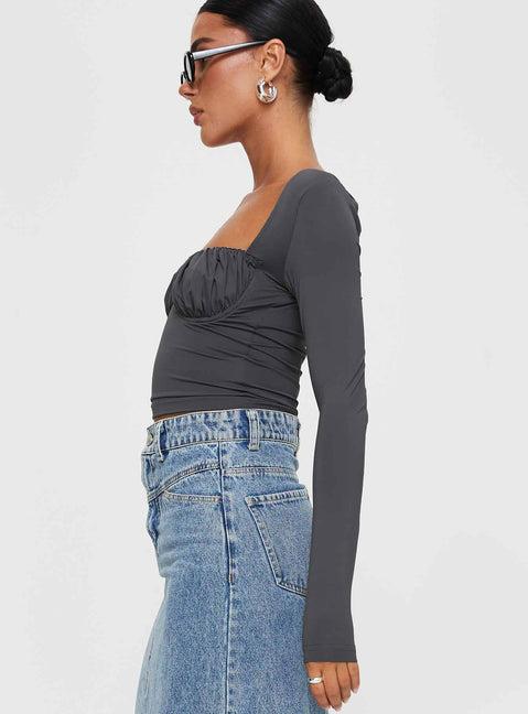 Candyce Long Sleeve Top Slate Product Image