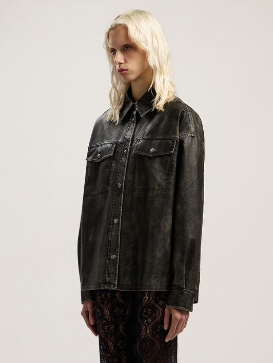 Curved Logo Coated Overshirt Product Image