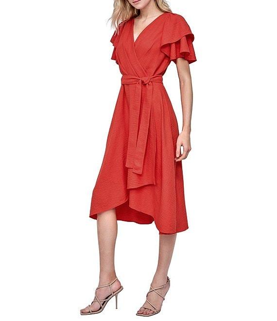 DKNY by Donna Karan Short Sleeve V-Neck Wrap Midi Dress Product Image
