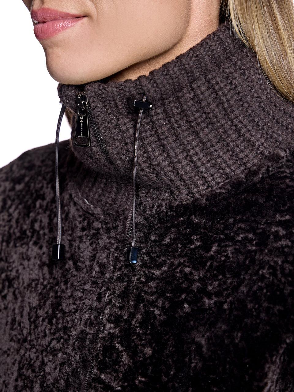 Shearling Lamb Coat with Knit Collar Product Image