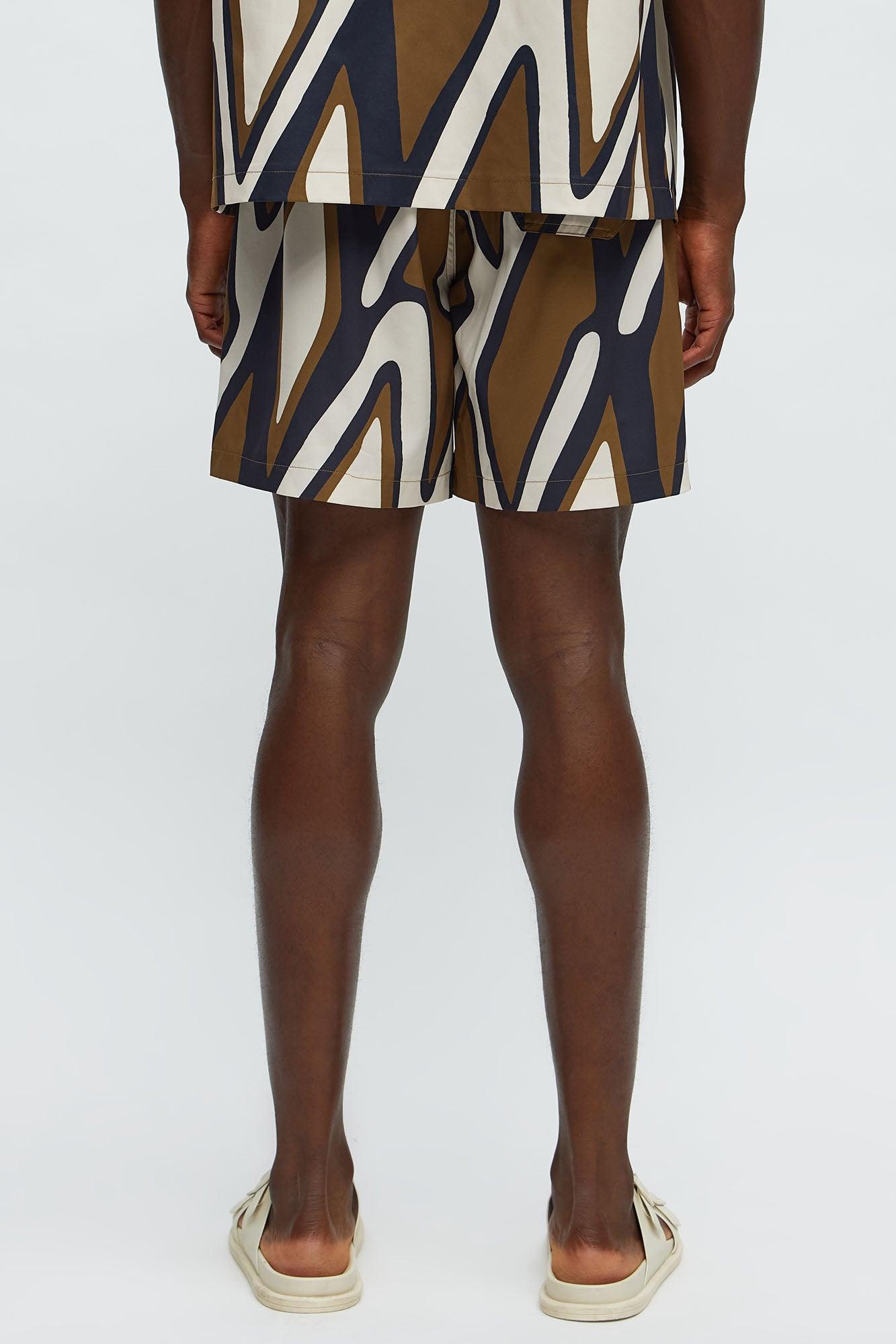 Chaos Current Printed Swim Classic Trunk - Brown/combo Male Product Image