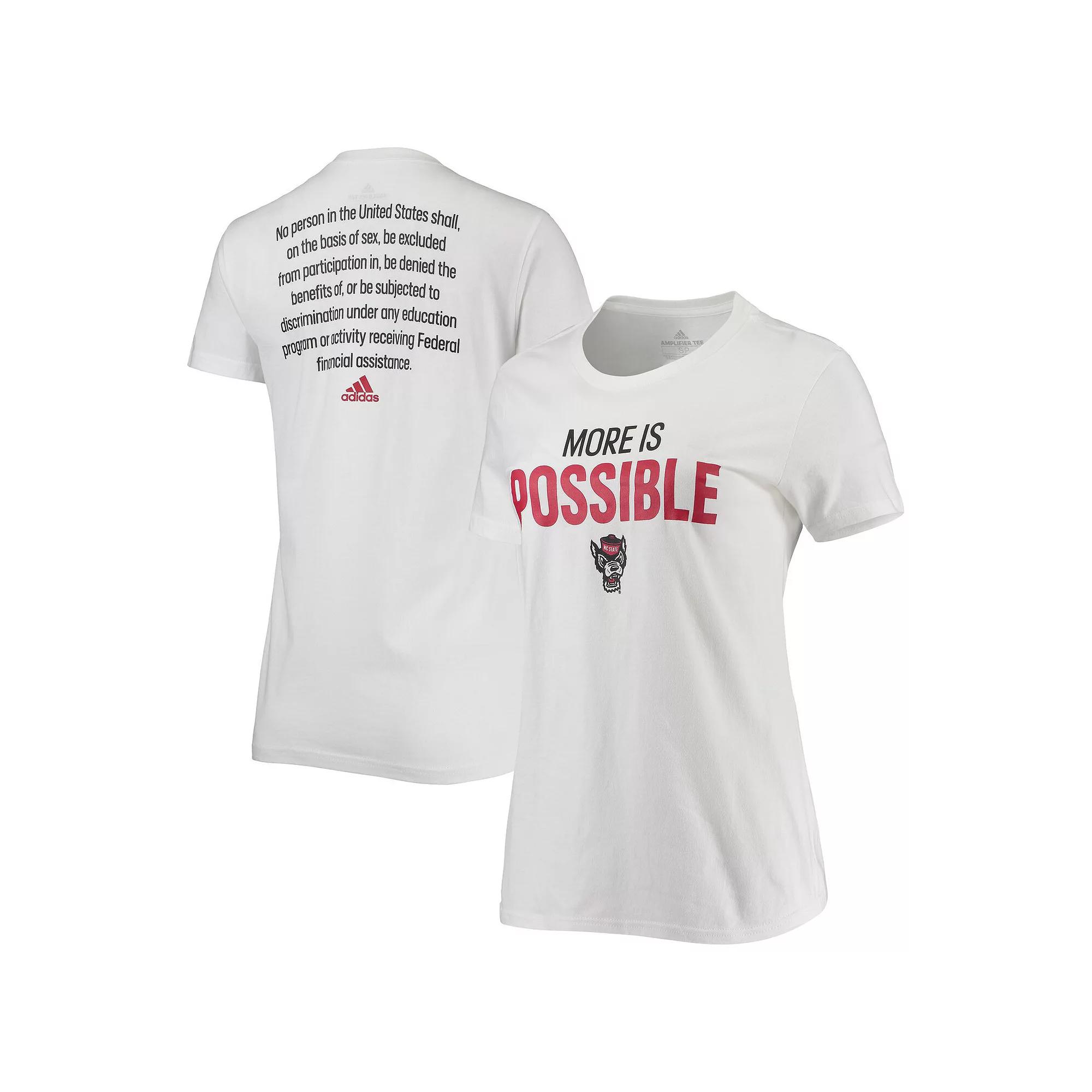Women's adidas White NC State Wolfpack More Is Possible T-Shirt,  Product Image