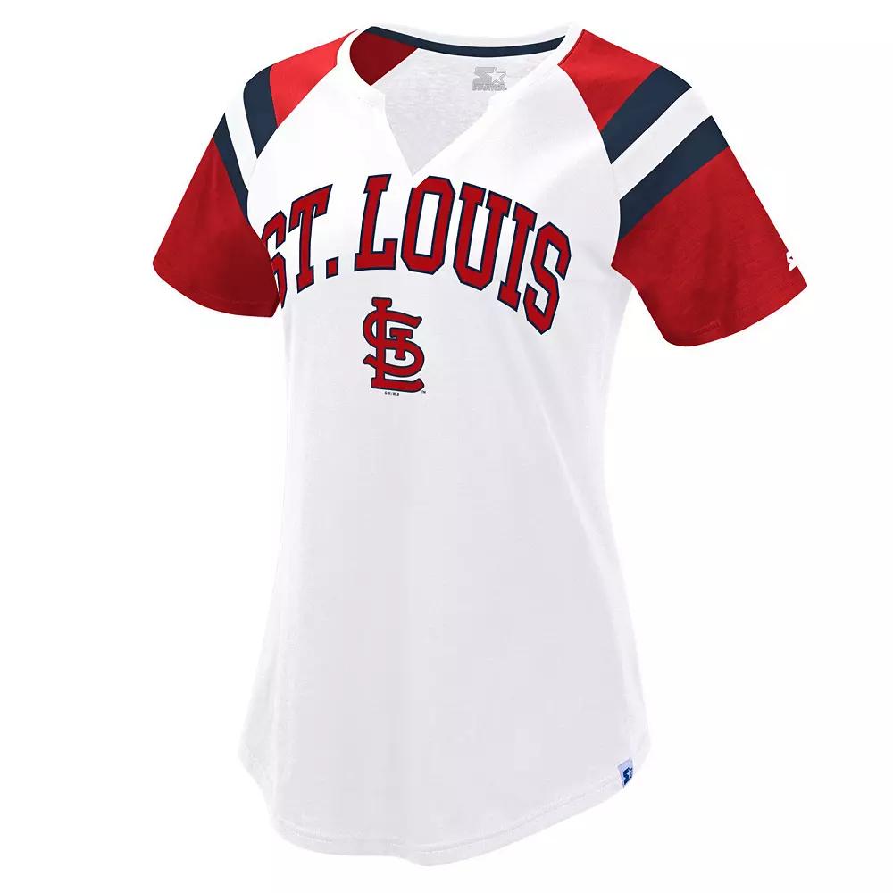 Women's Starter White/Red St. Louis Cardinals Game On Notch Neck Raglan T-Shirt, Size: Large Product Image