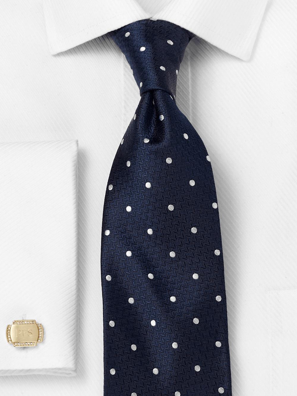 Dot Woven Silk Tie - Silver Product Image