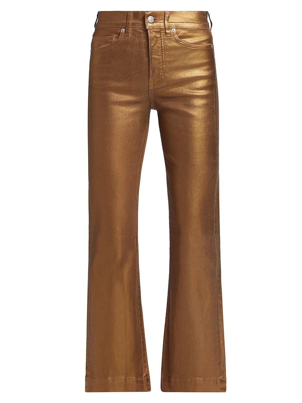 Womens Carson Metallic High-Rise Crop Flared Jeans Product Image