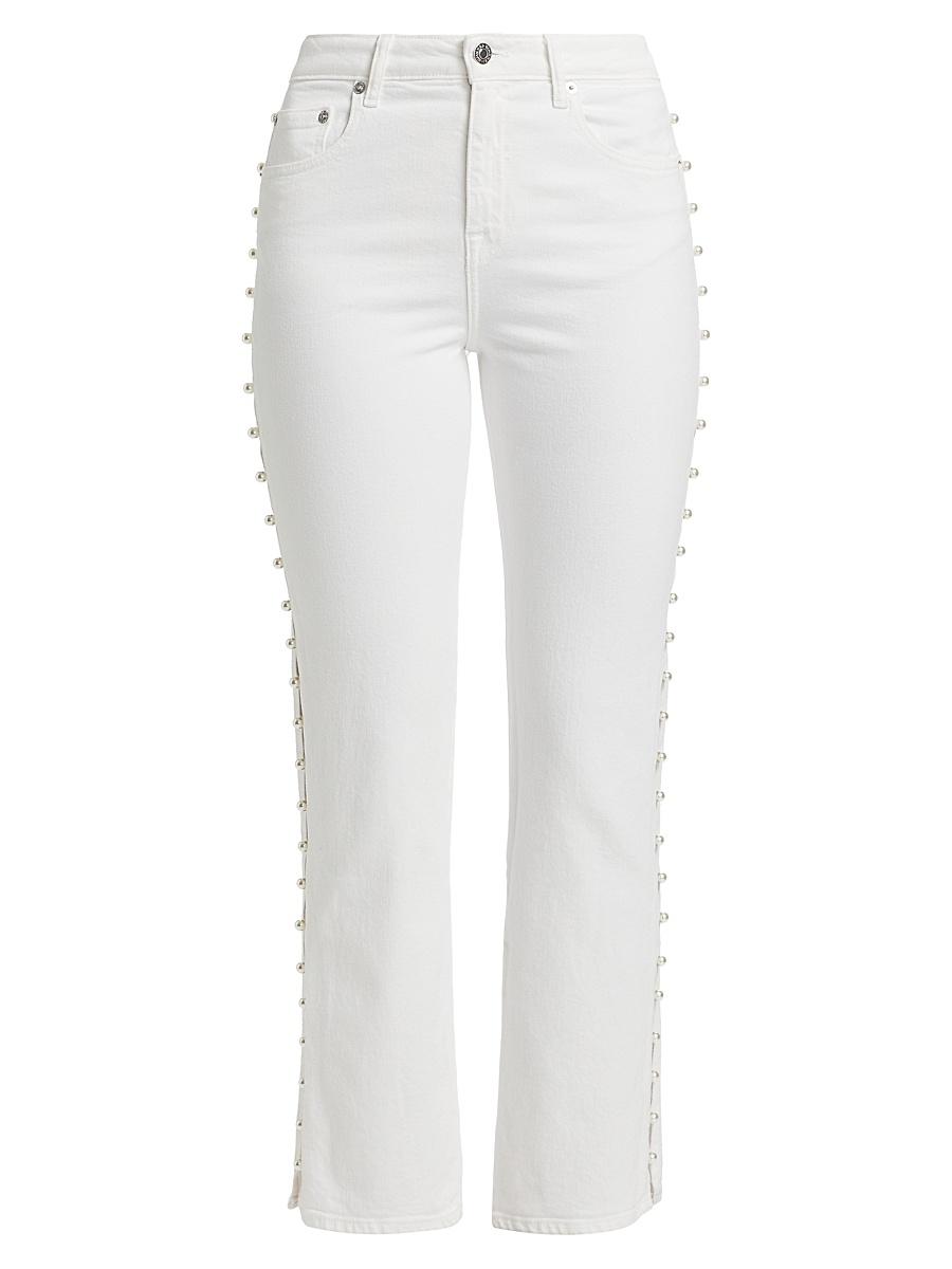 Womens Amelia Pearl Embellished High-Rise Jeans Product Image