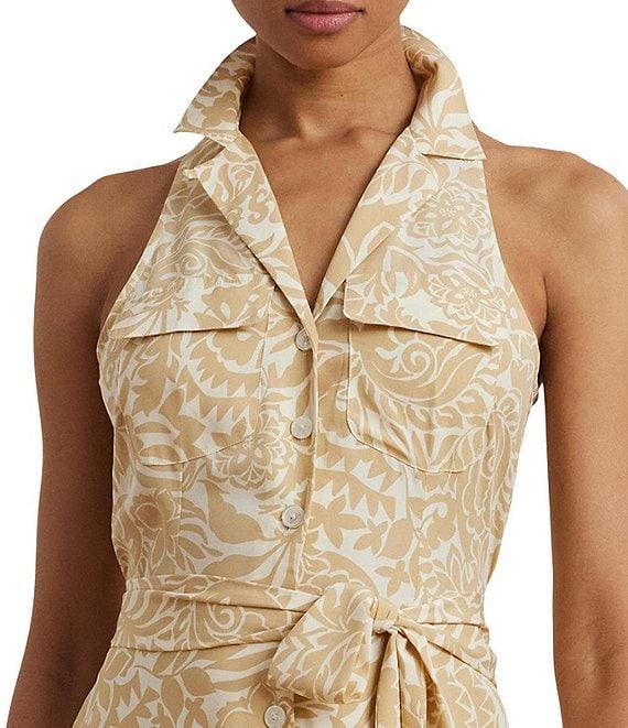 Lauren Ralph Lauren Notch Collar Sleeveless Print A-Line Dress Product Image