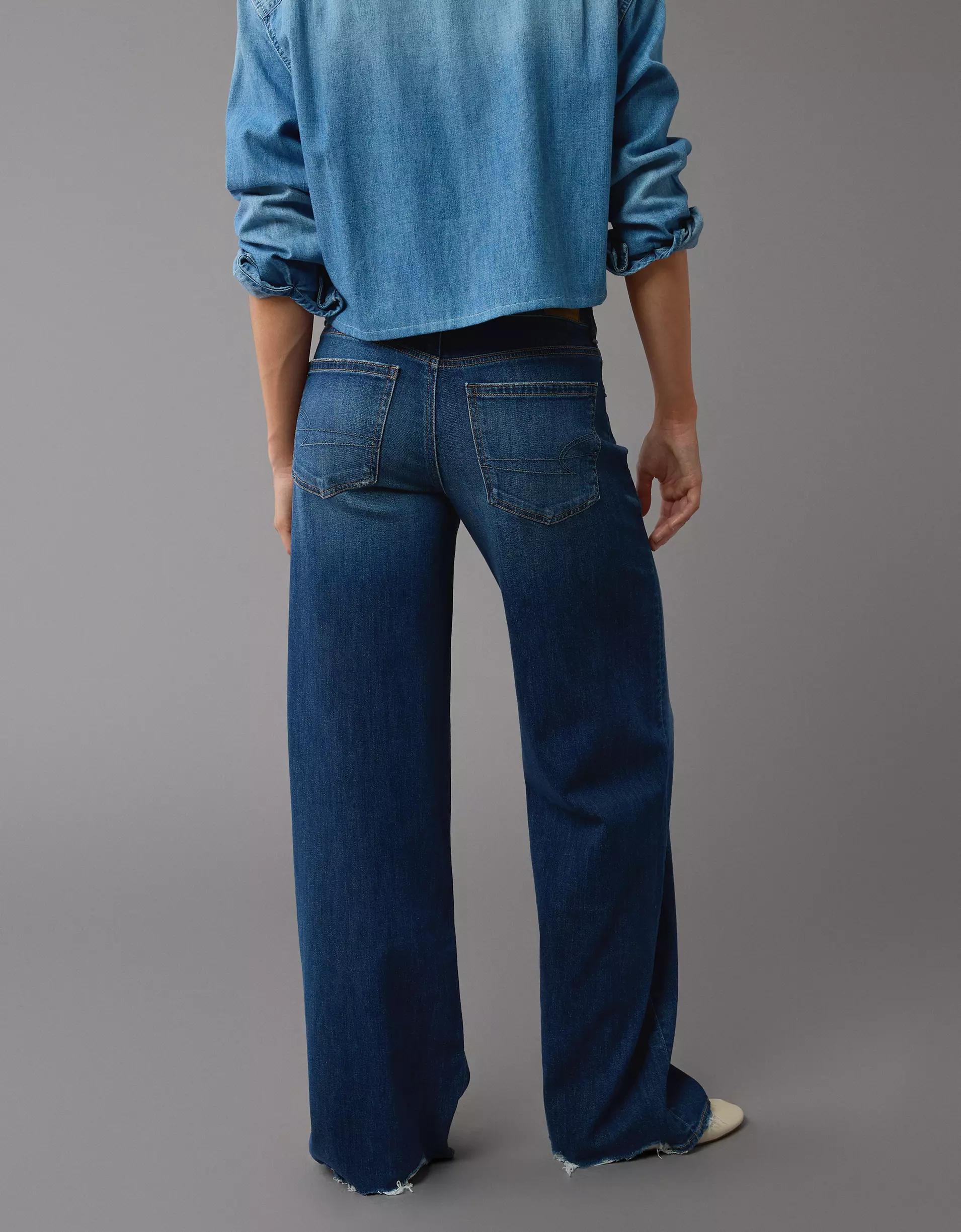 AE Dreamy Drape Stretch Low-Rise Baggy Wide-Leg Jean Product Image