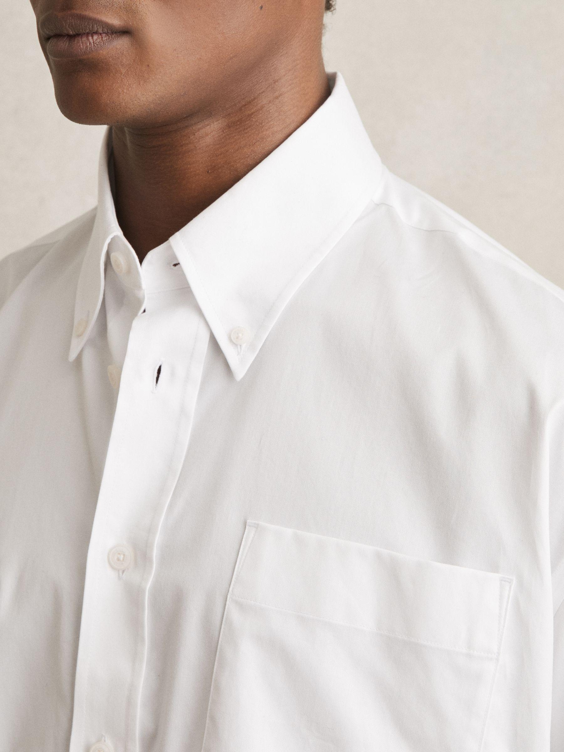 Cotton Oversized Long-Sleeve Shirt in White Product Image