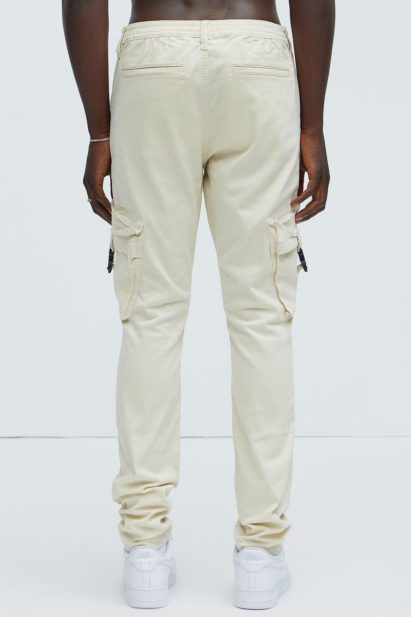 Hayes Stacked Skinny Cargo Pants - Cream Product Image
