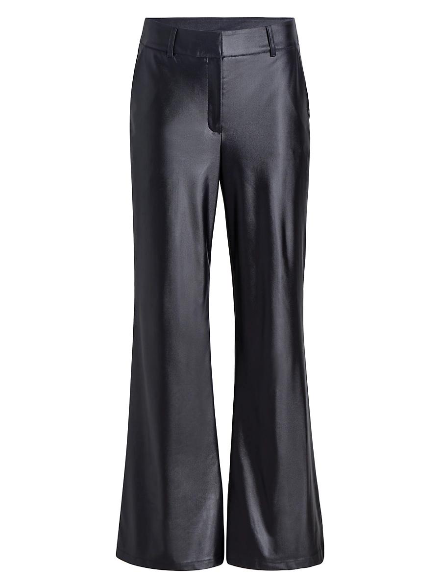 Womens Matte Metallic Wide-Leg Trousers Product Image