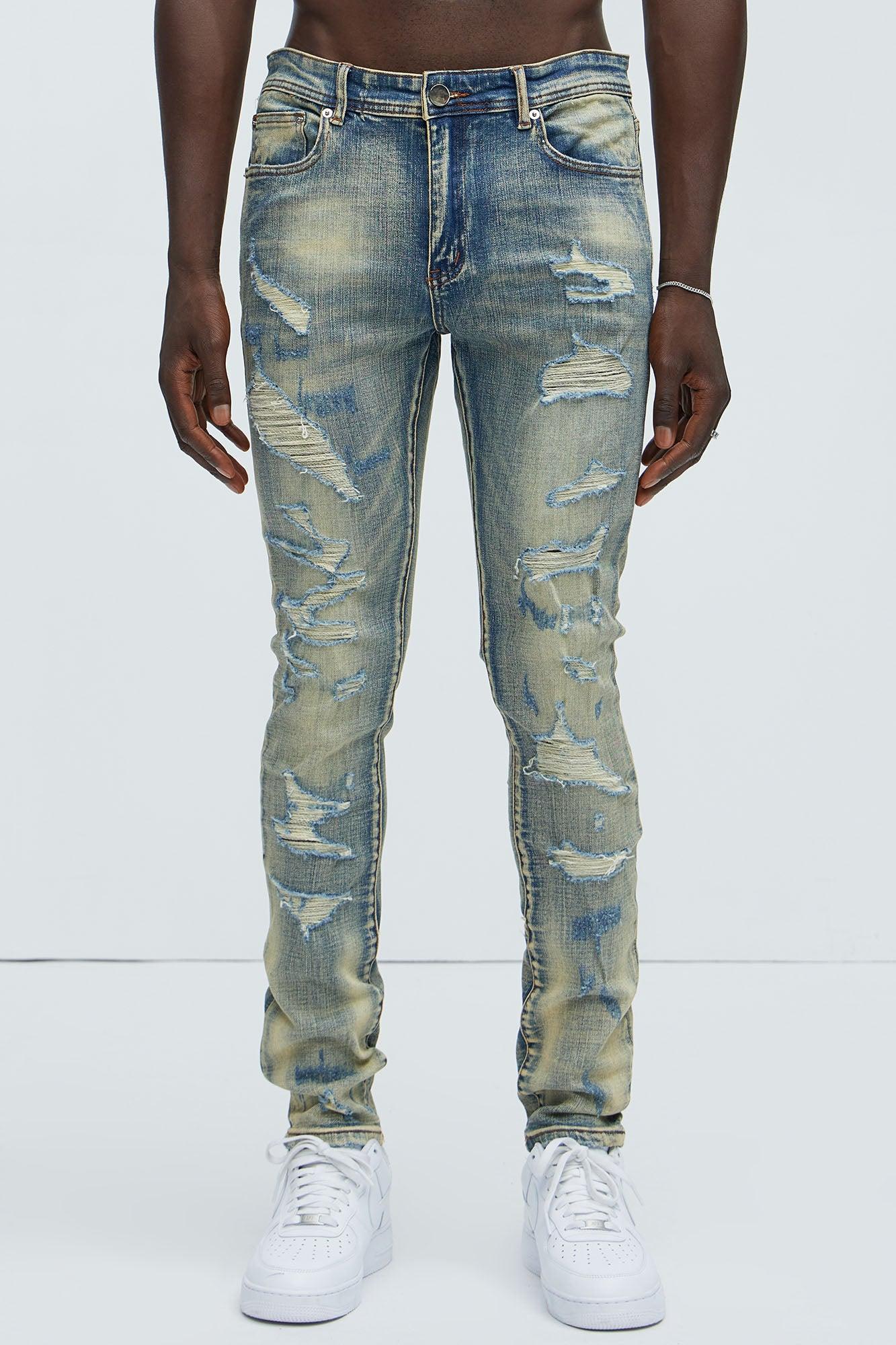 Don't Distressed Skinny Jeans - Vintage Blue Wash Product Image