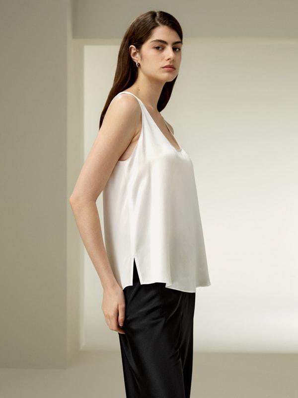 LILYSILK Silk Tank - Womens - Natural White Pure Silk - Cool A-Line Camisole XL Product Image