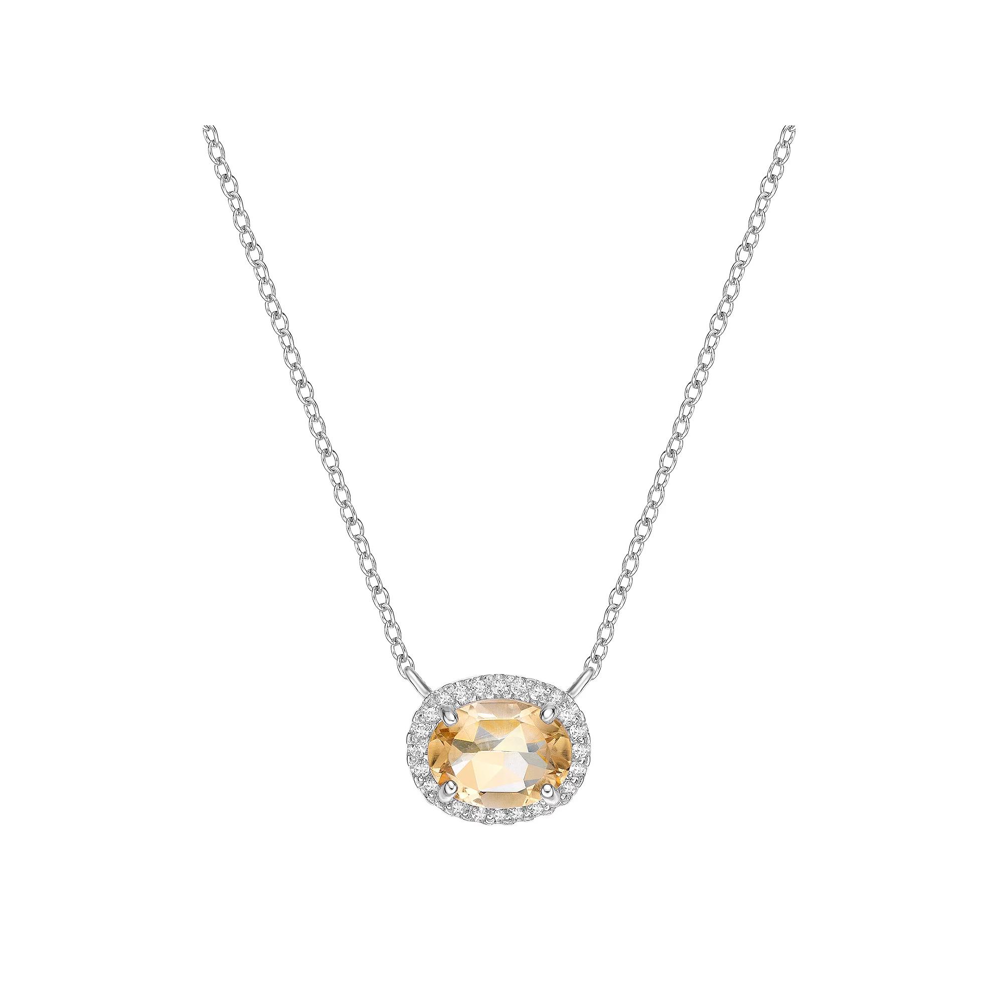 Gemminded Sterling Silver Citrine & Lab-Created White Sapphire Oval Pendant Necklace, Women's, Size: 18" Product Image