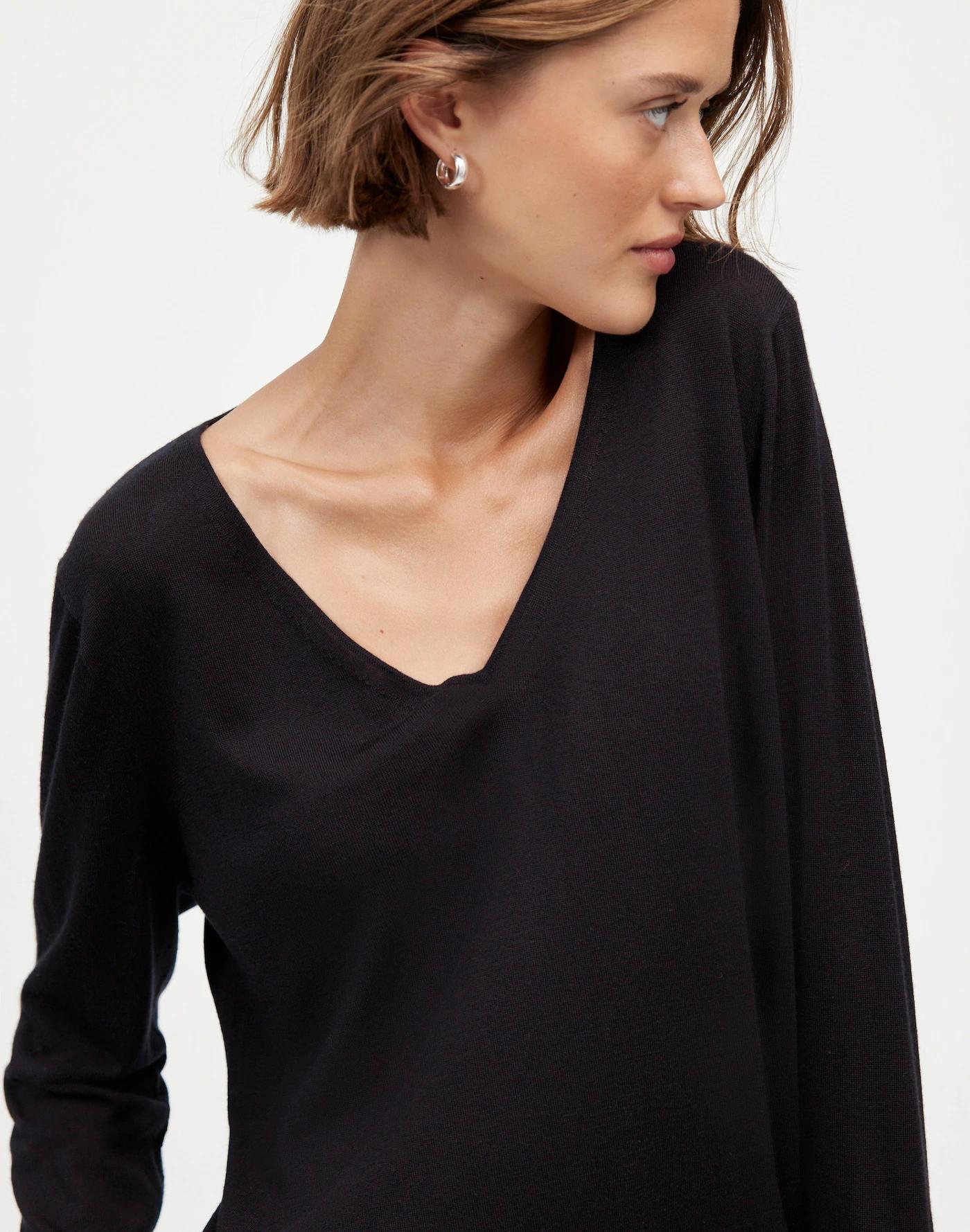 Merino Wool-Silk Blend V-Neck Sweater Product Image