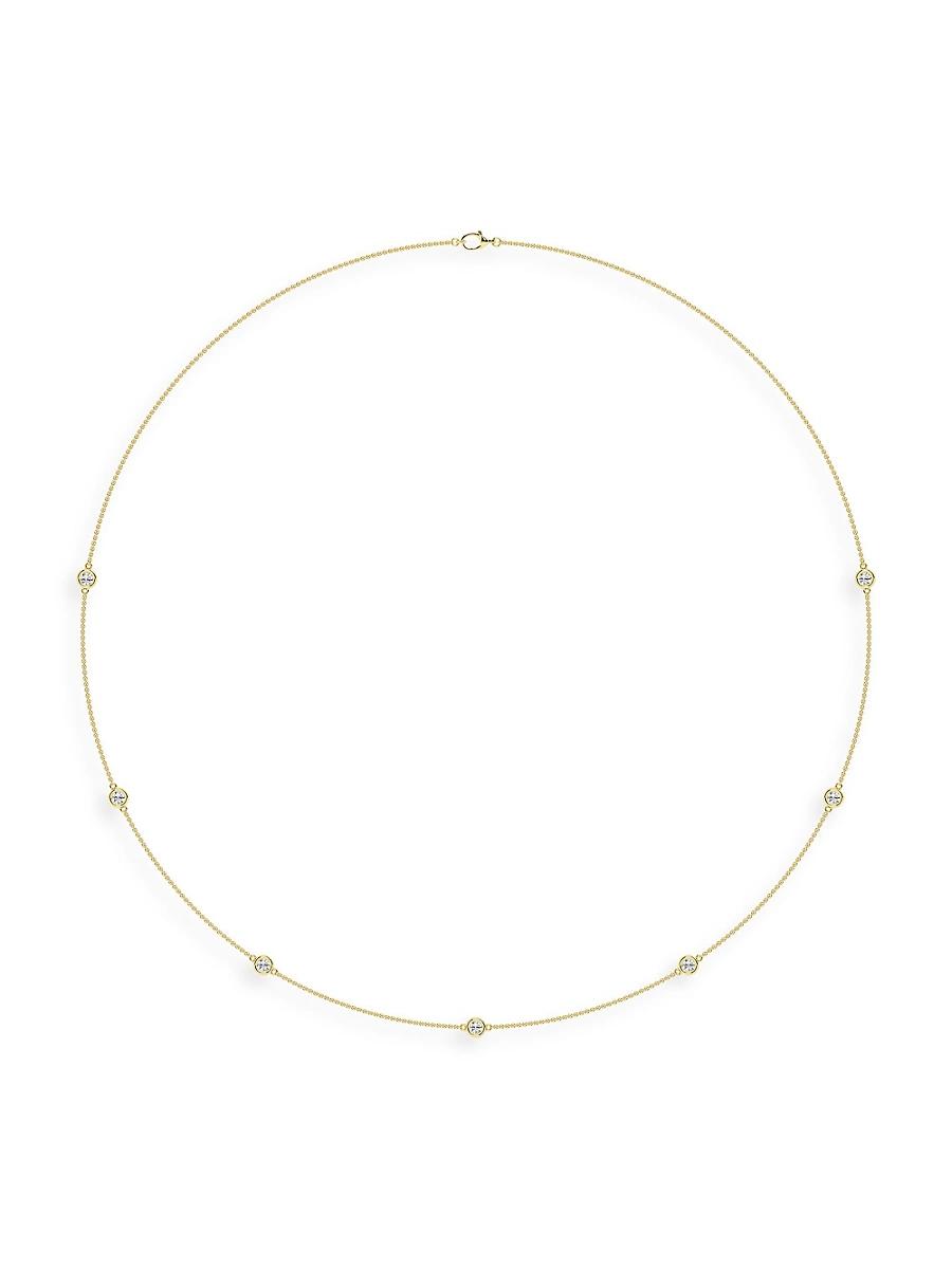 Womens 14K Yellow Gold & Lab-Grown 7-Diamond Station Necklace/0.70-2.10 TCW Product Image