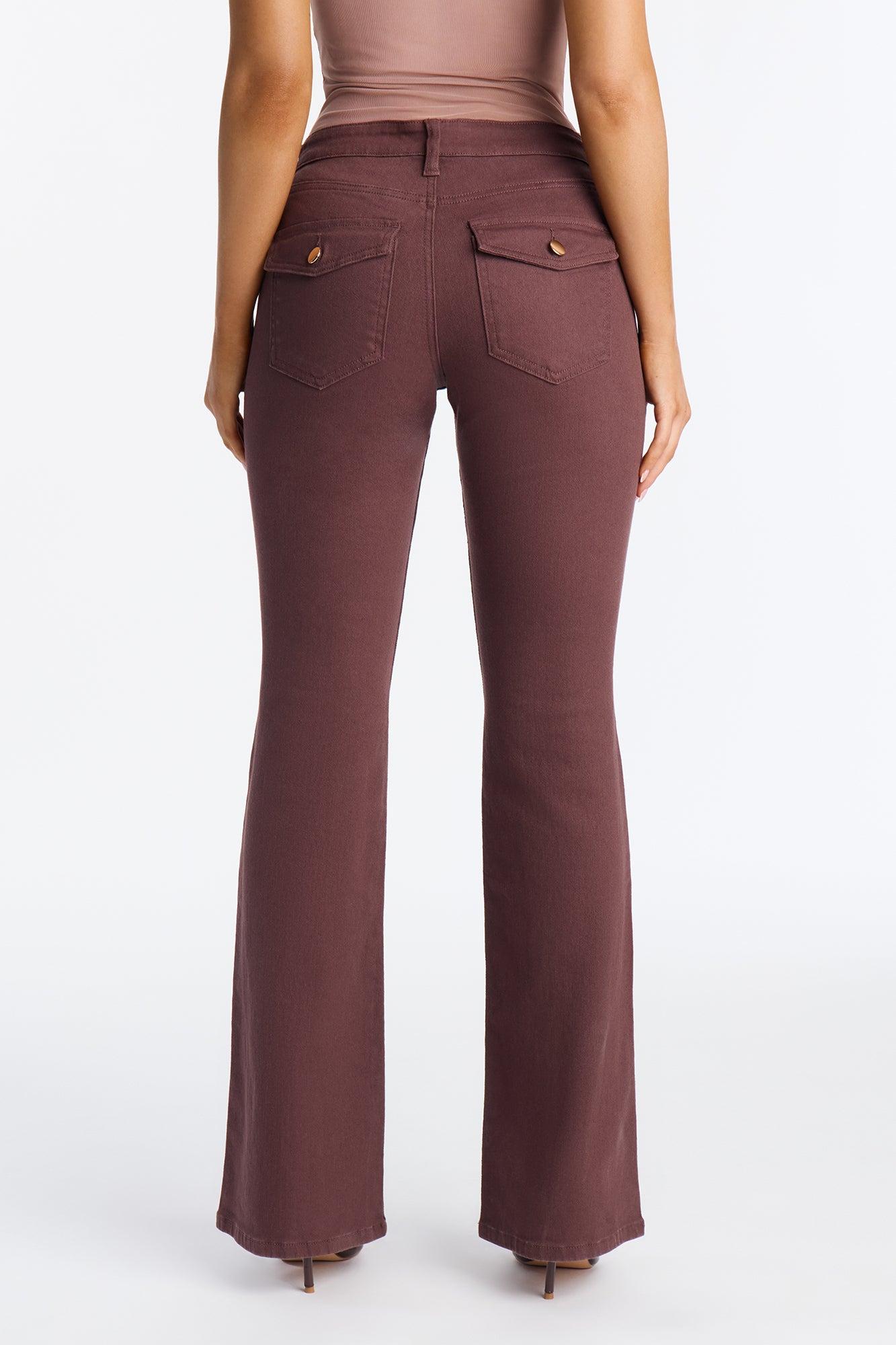 Sweet Spot Pocket Flap Flare Jeans - Brown Female Product Image