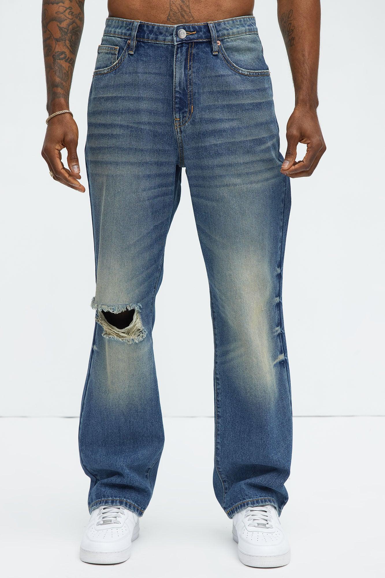 Rocky Distressed Straight Jeans - Vintage Blue Wash Product Image