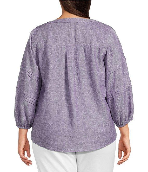 Westbound Plus Size Print 3/4 Sleeve V-Neck Top Product Image