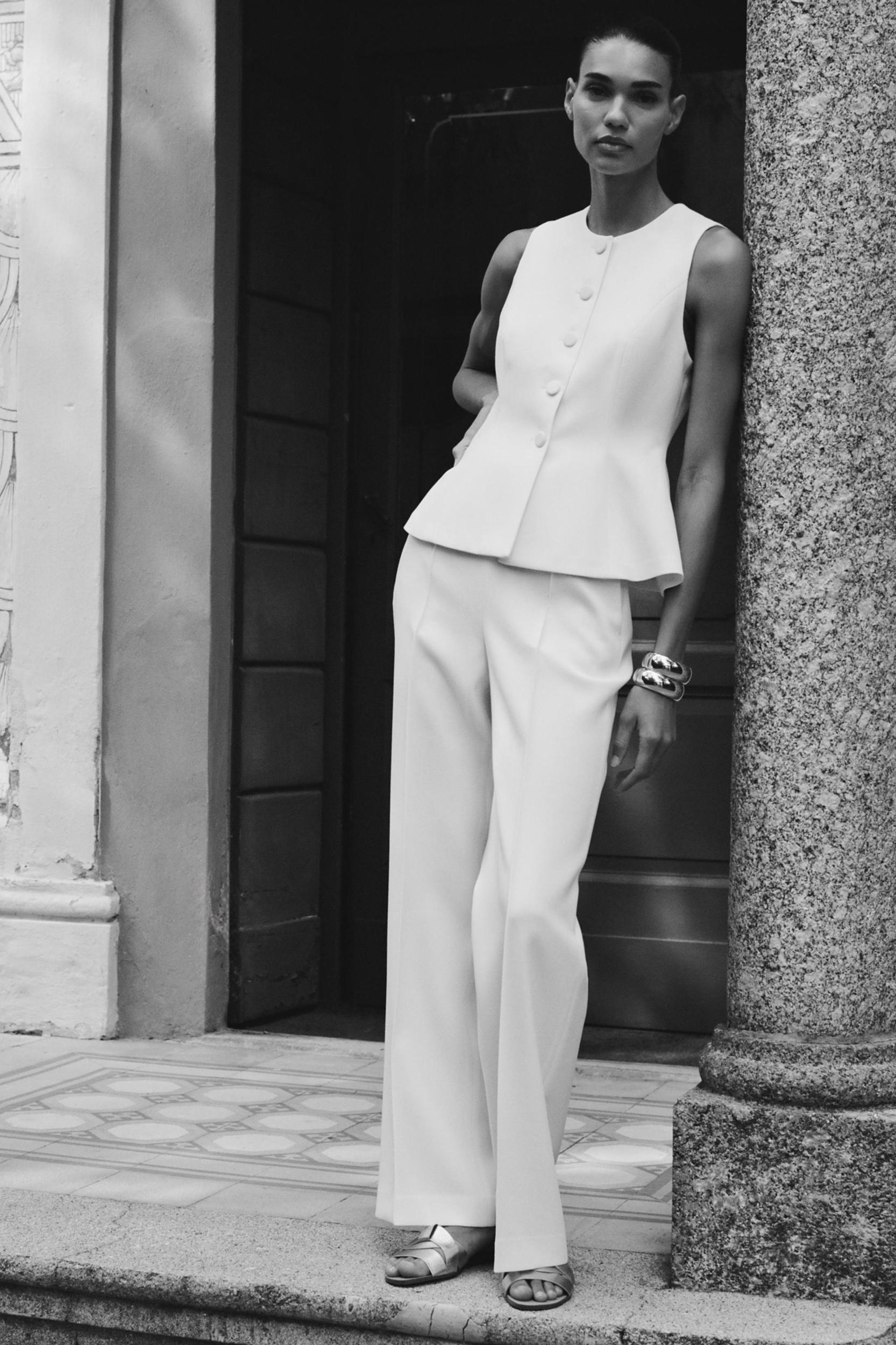 HIGH-WAISTED STRAIGHT LEG PANTS Product Image