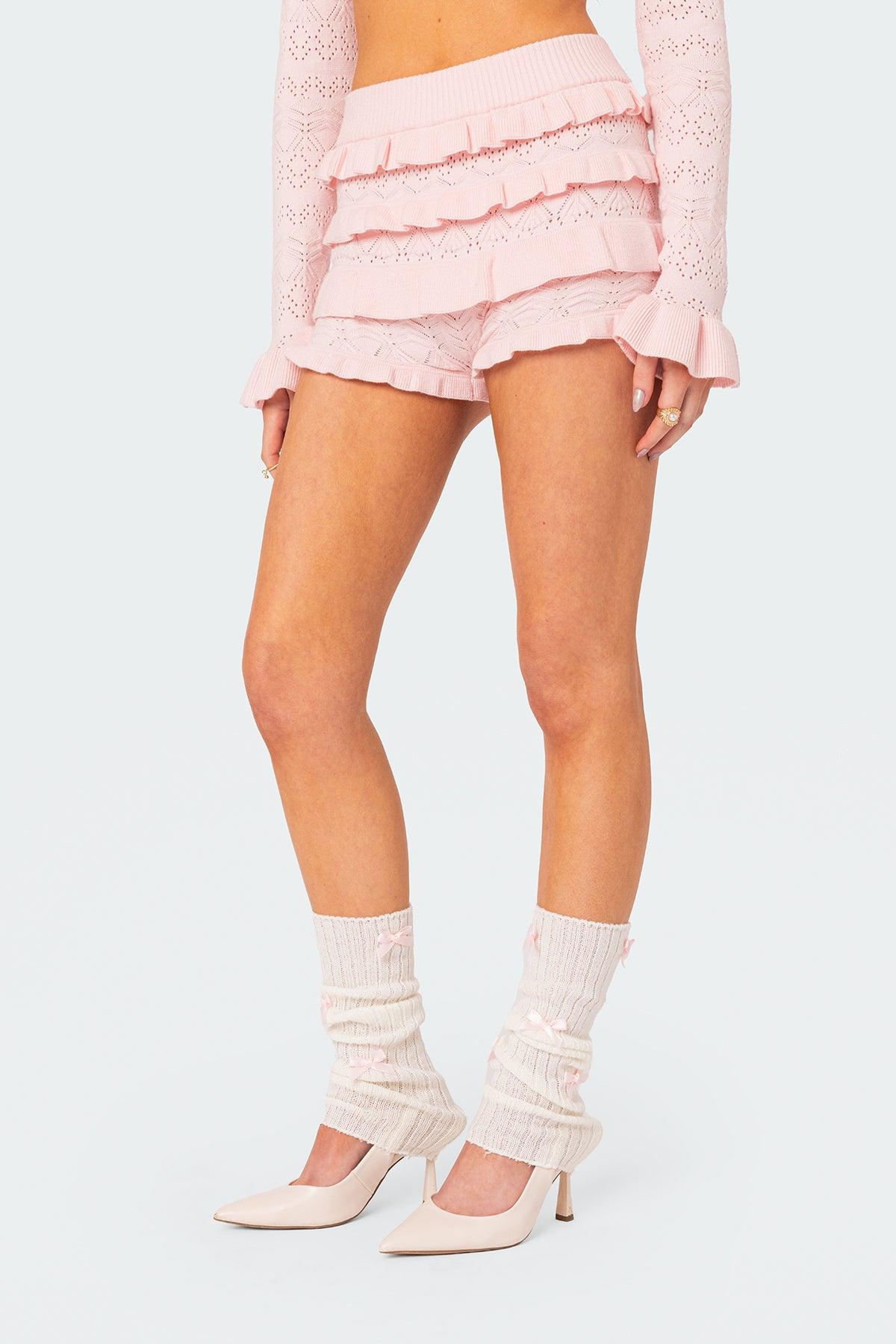 Lindsay Ruffle Knitted Shorts Product Image