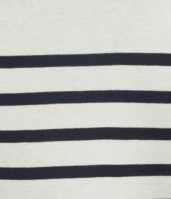 Lauren Ralph Lauren Petite Size Yarn-Dyed Ribbed Knit Stripe Crew Neck Long Sleeve Tee Product Image