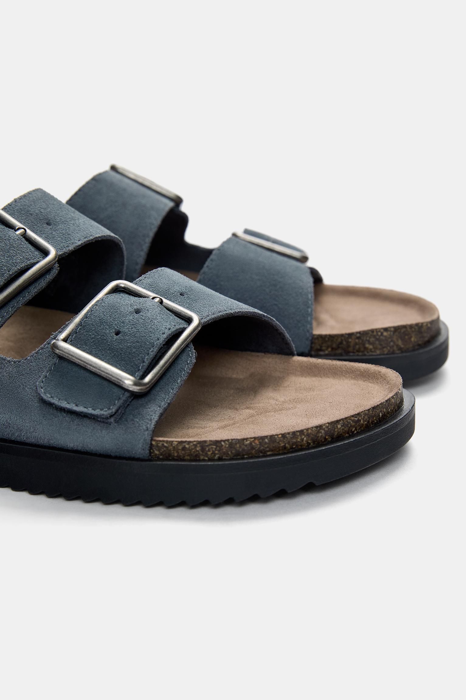Leather sandals with buckle Product Image