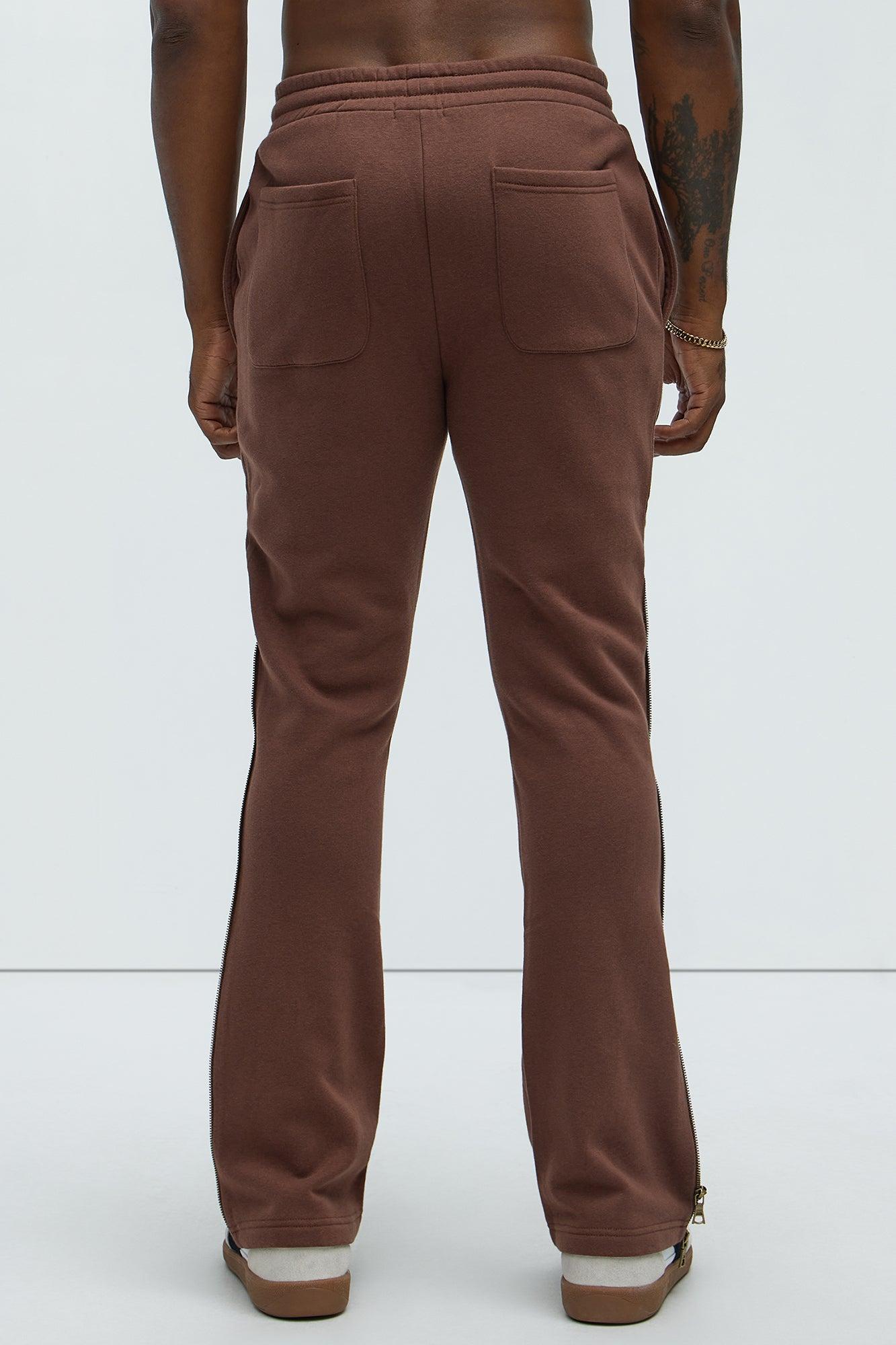 Tyson Sleaze Studded Skinny Flare Sweatpants - Brown Product Image