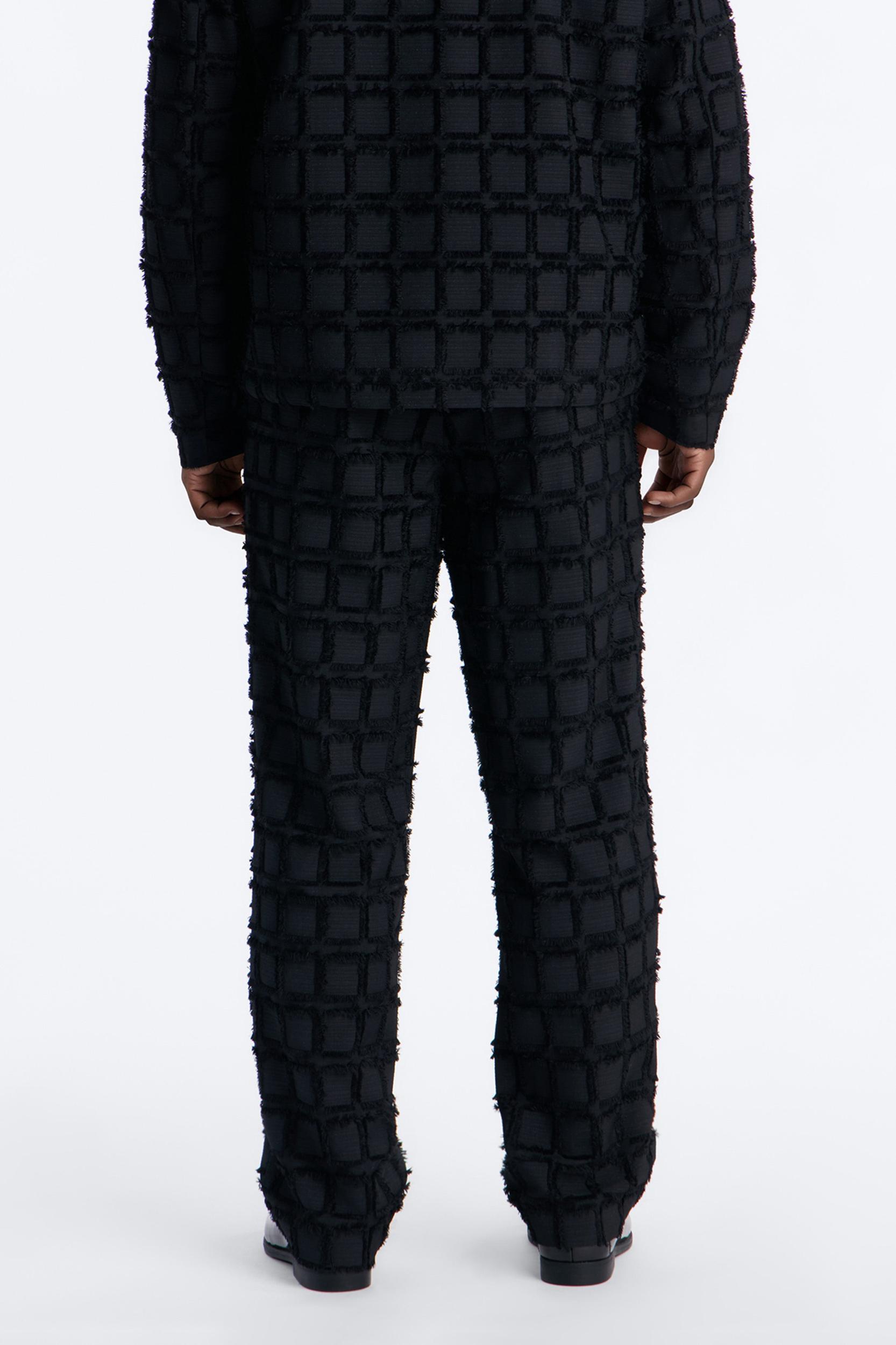 Straight Quadrate Textured Trouser - Black Male Product Image