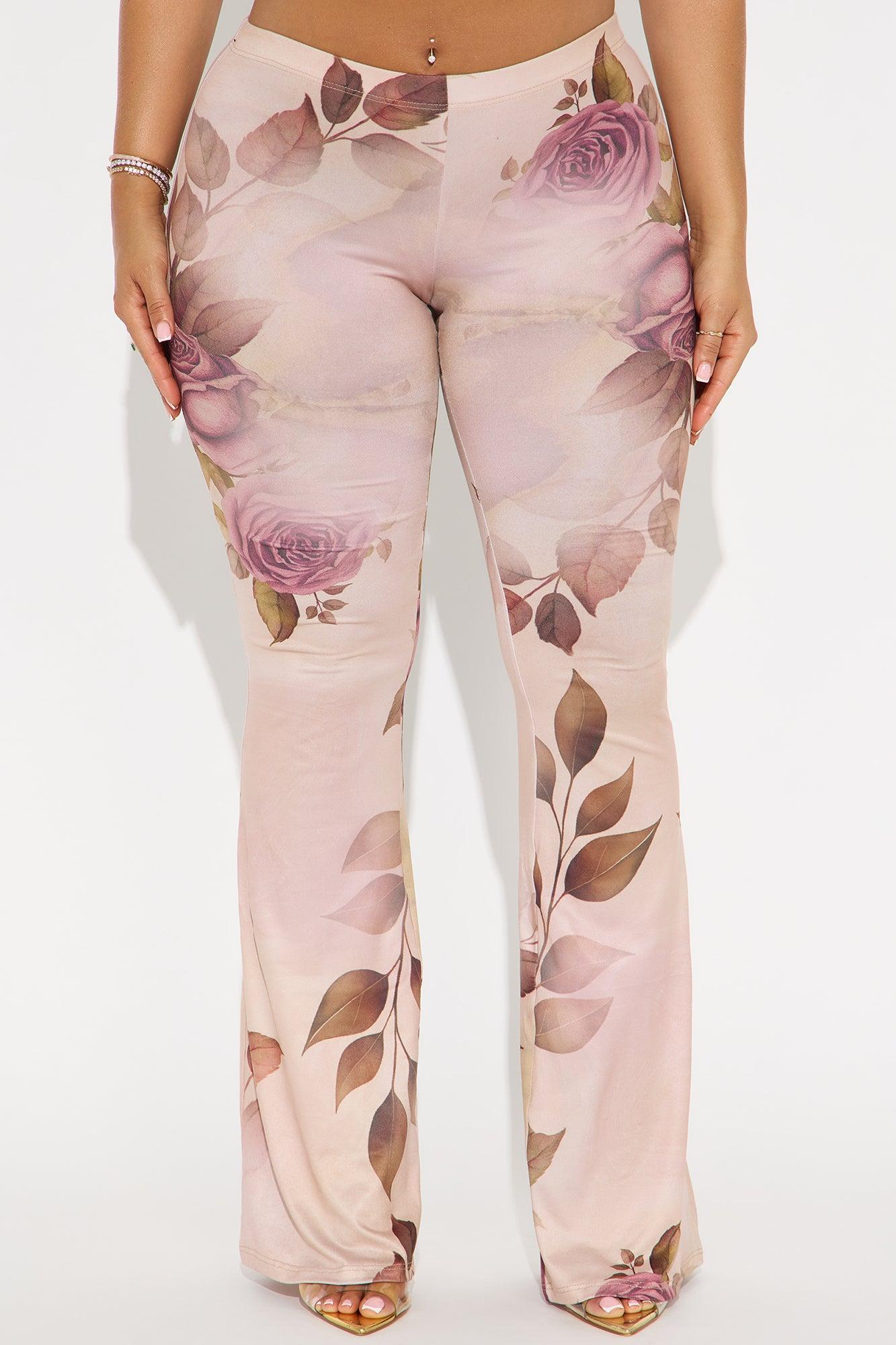 Botanical Cutie Floral Flare Pant - Taupe/combo Product Image