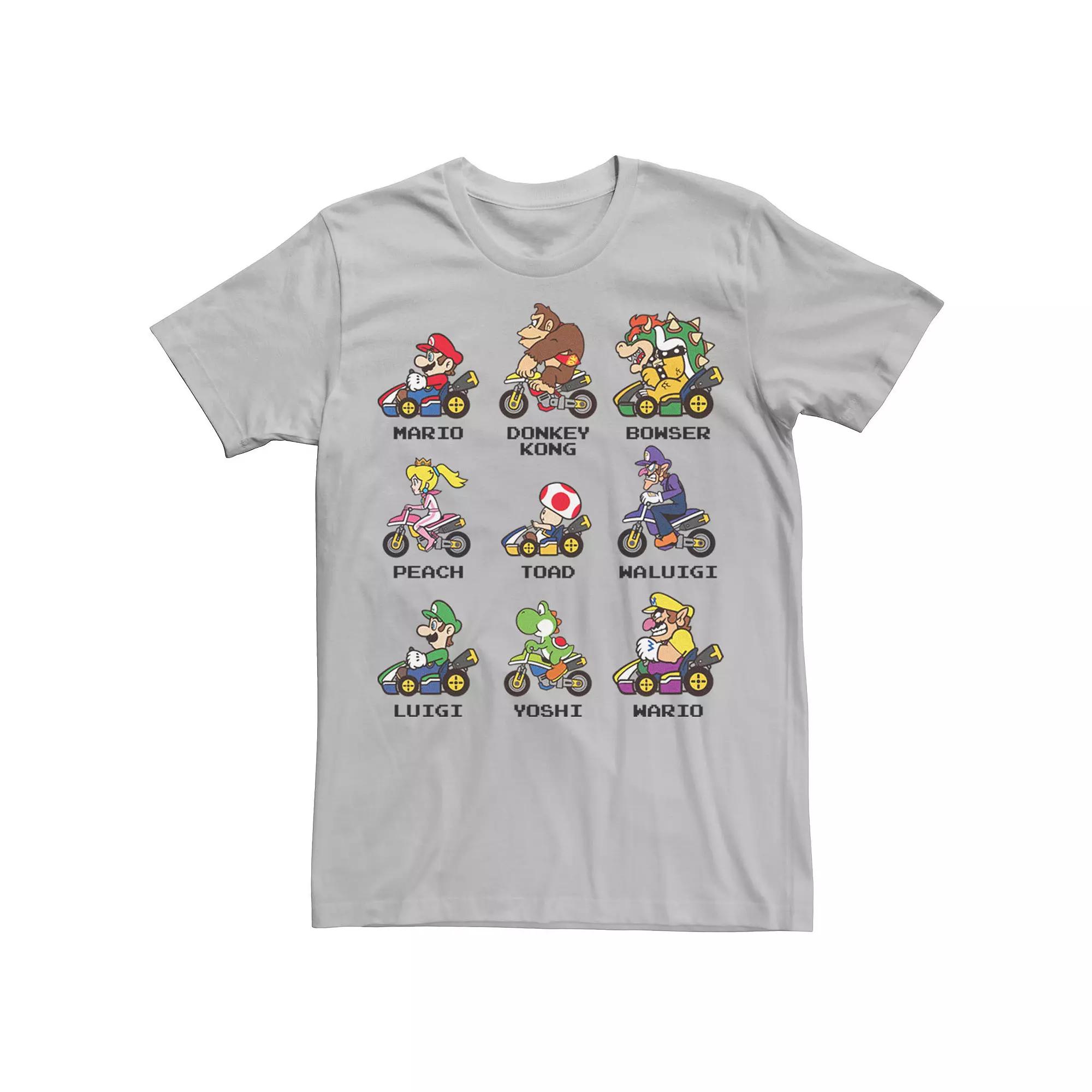 Men's Nintendo Mario Kart Racers Side View Names Tee,  Product Image