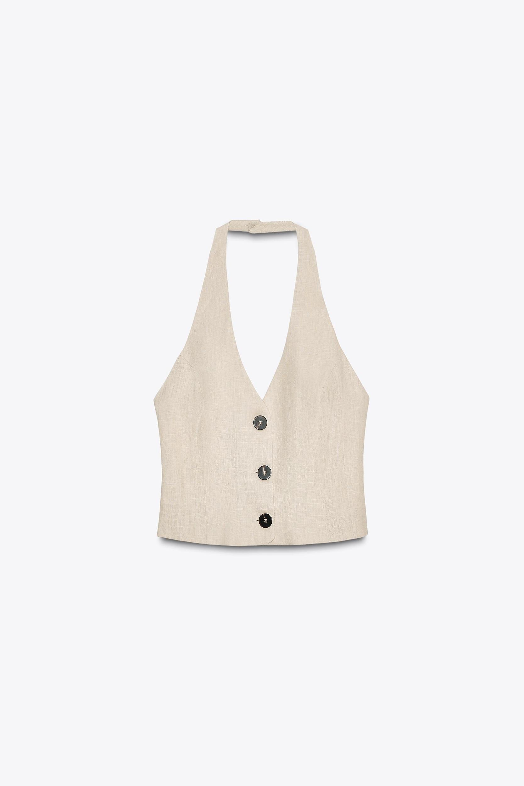 LINEN HALTER TOP Product Image