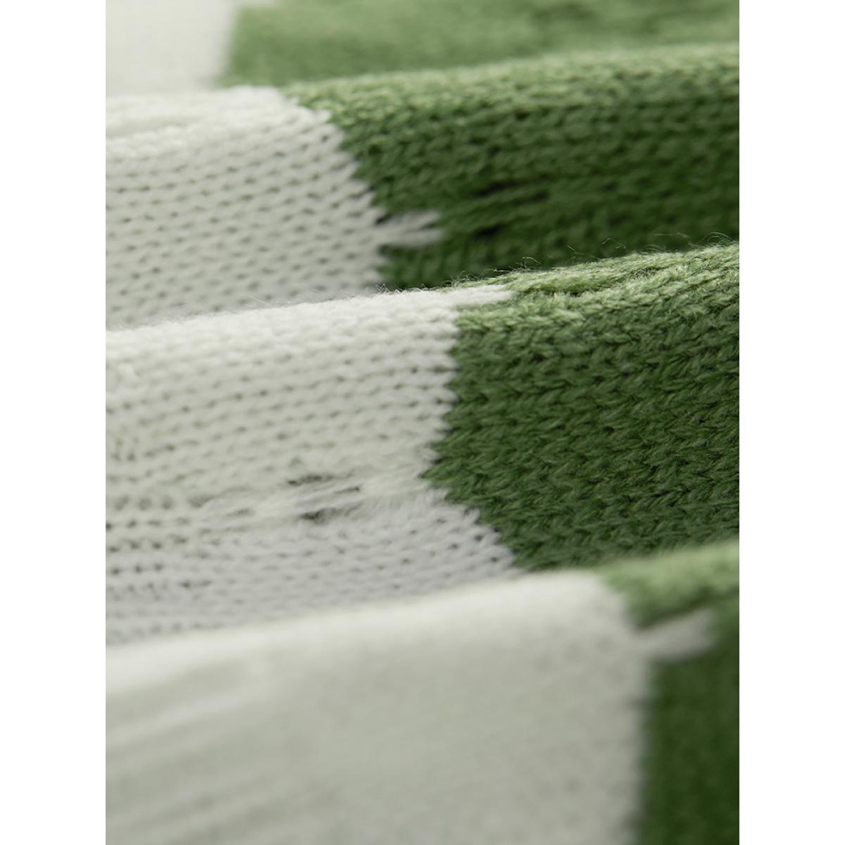 Plus Size Two Tone Open Front Split Side Cardigan Green Women Casual Loose Long Sleeve Everyday Cardigans BloomChic 18-20/2X Product Image