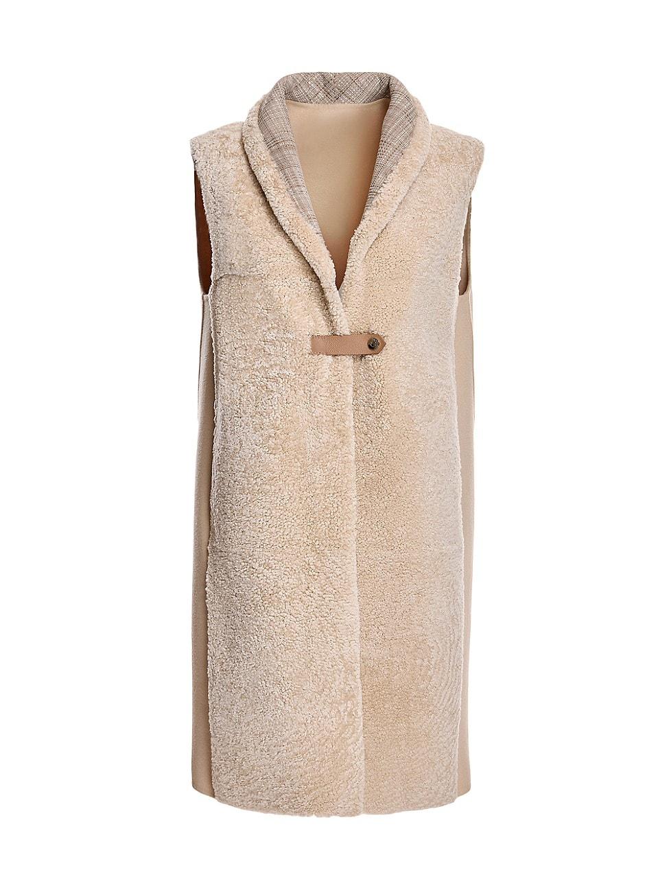 Womens Long Shearling & Wool Gilet Product Image