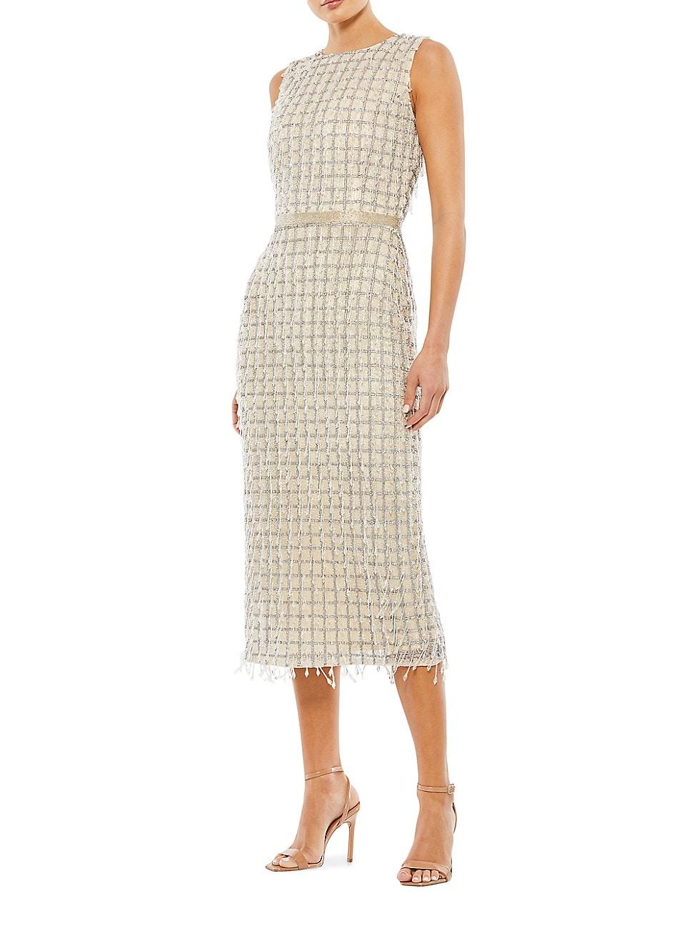 Womens Beaded Fringe Sheath Dress Product Image